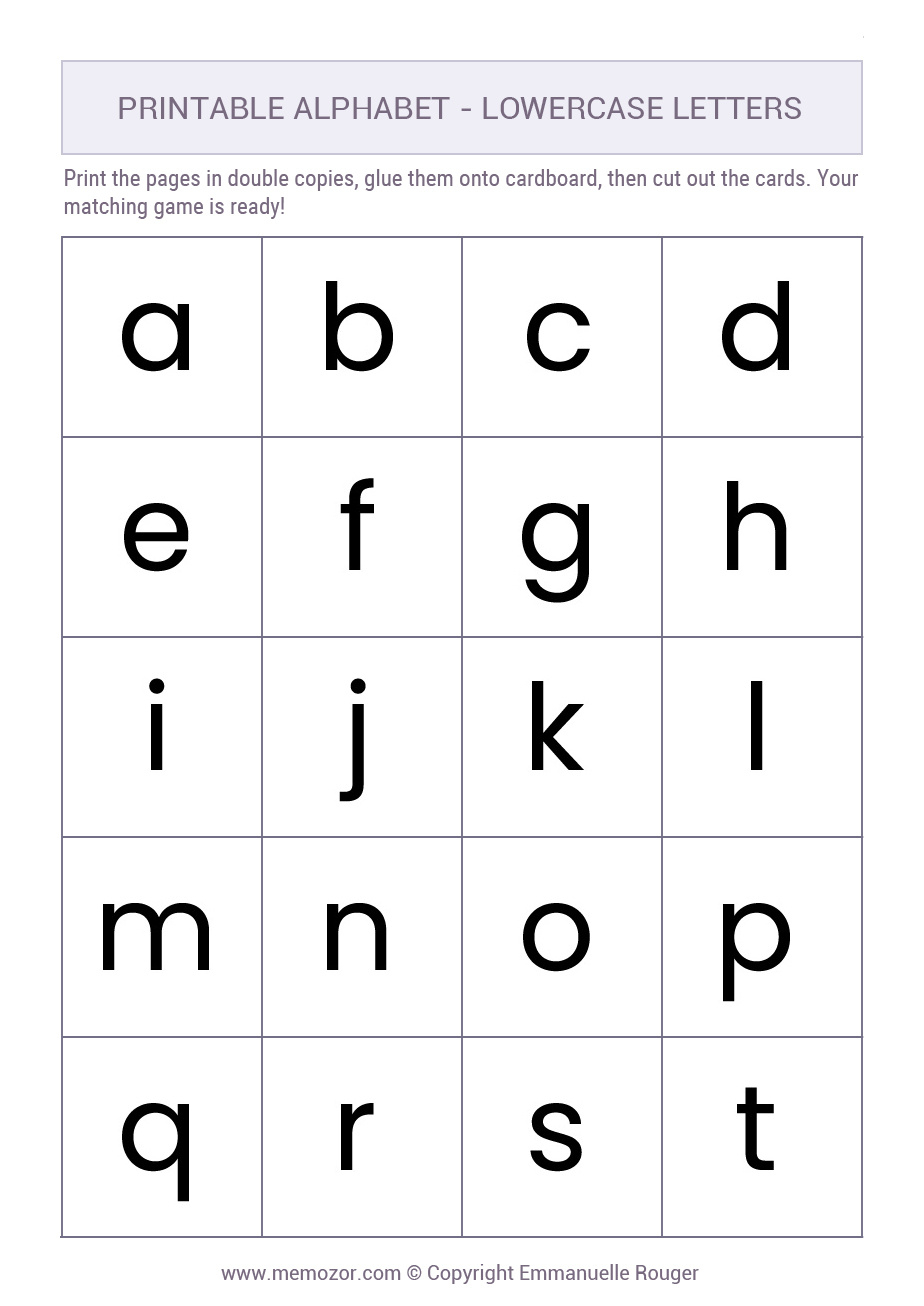 Printable Lowercase Alphabet Letters - 26 Letters (A-Z) | Memozor throughout Free Printable Lower Case Letters