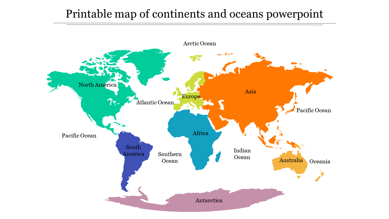 Printable Map Of Continents And Oceans Ppt And Google Slides within Free Printable Continent Map