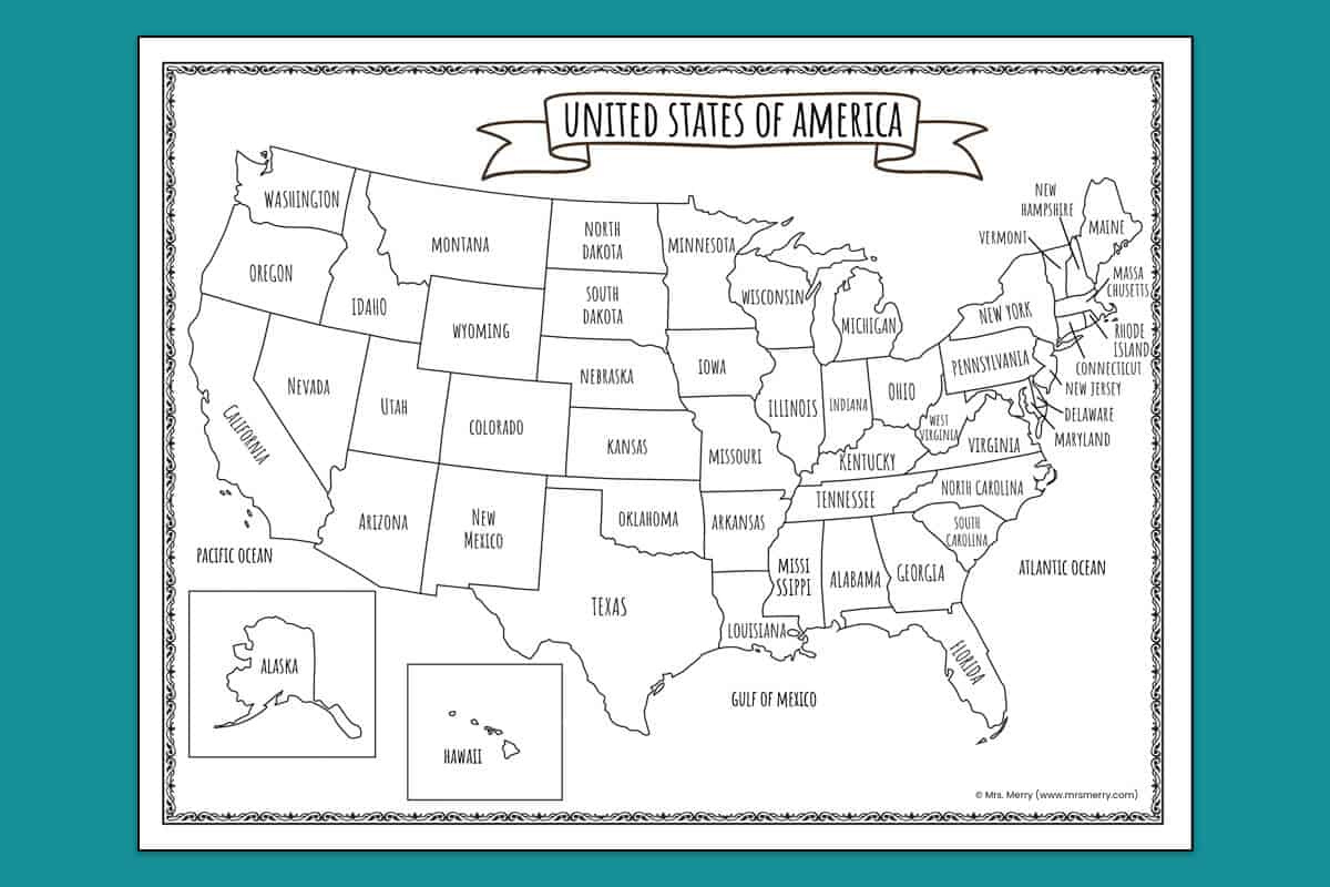 Printable Map Of The United States | Mrs. Merry with Free Printable Maps For Kids
