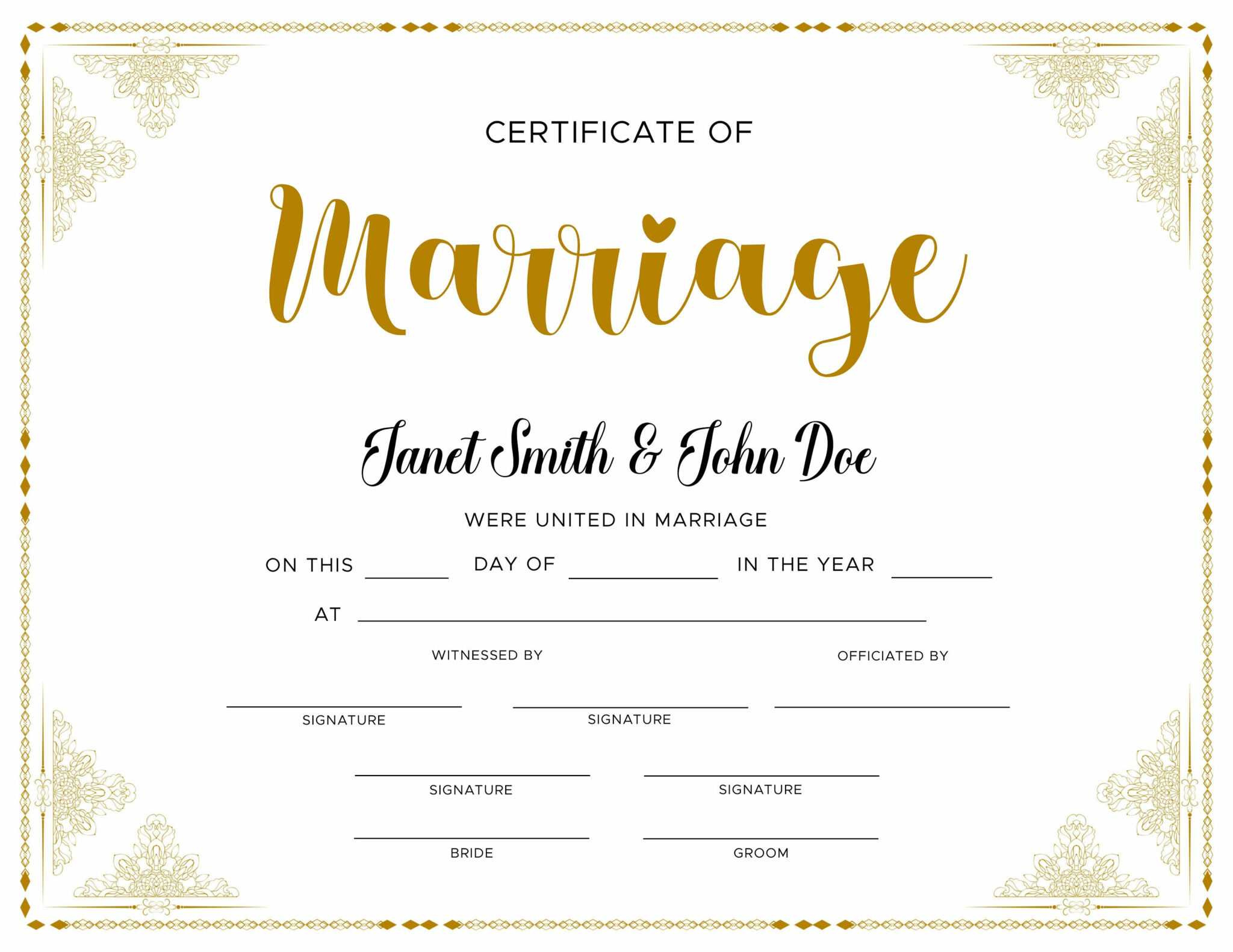 Printable Marriage Certificate - Printable Party Favors in Free Printable Keepsake Marriage Certificates