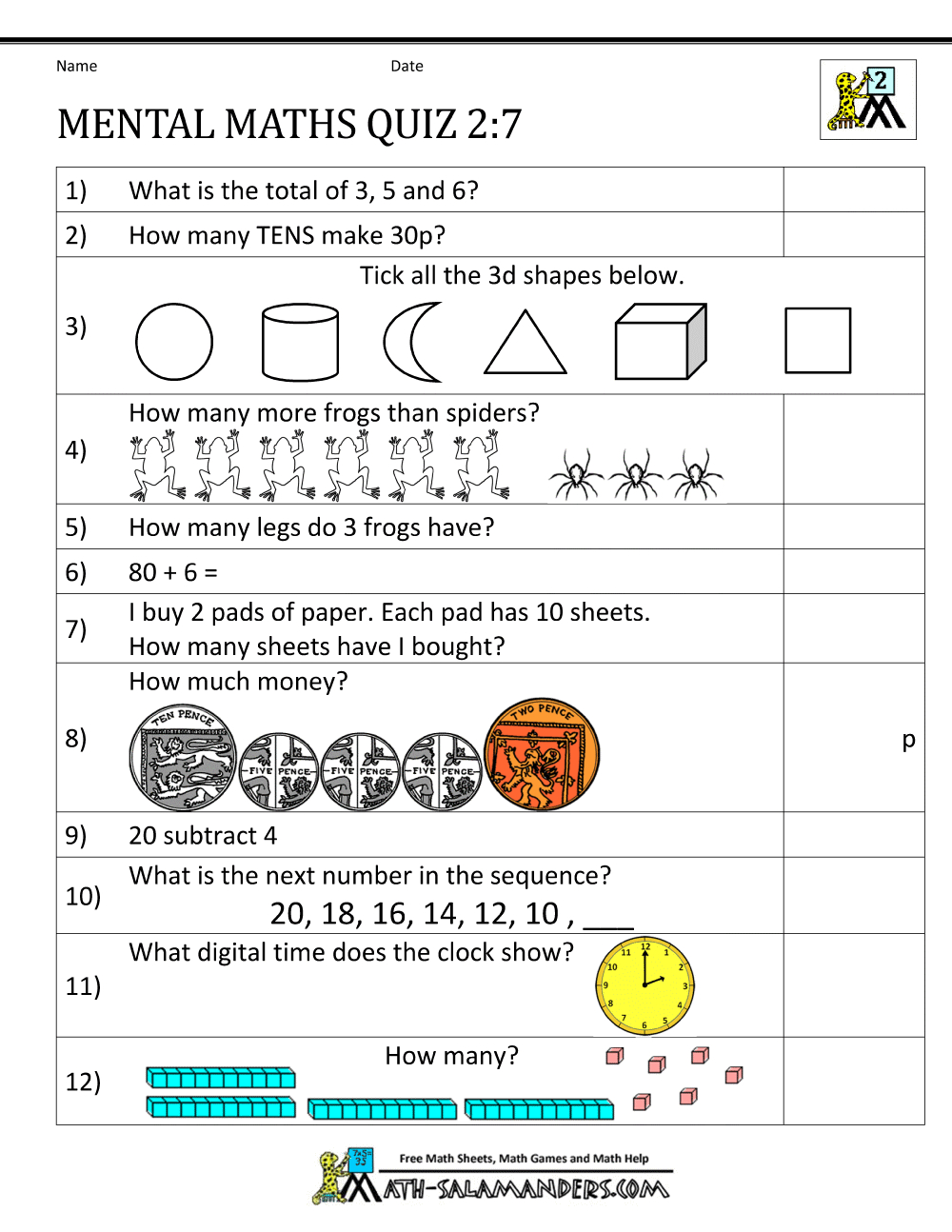 Printable Mental Maths Year 2 Worksheets - Worksheets Library pertaining to Year 2 Free Printable Worksheets