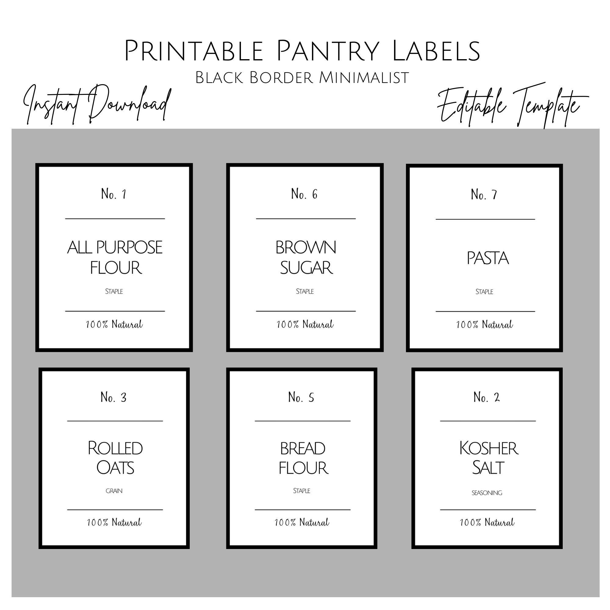 Printable Minimalist Pantry Label Template, Modern Pantry Labels regarding Free Printable Pantry Labels