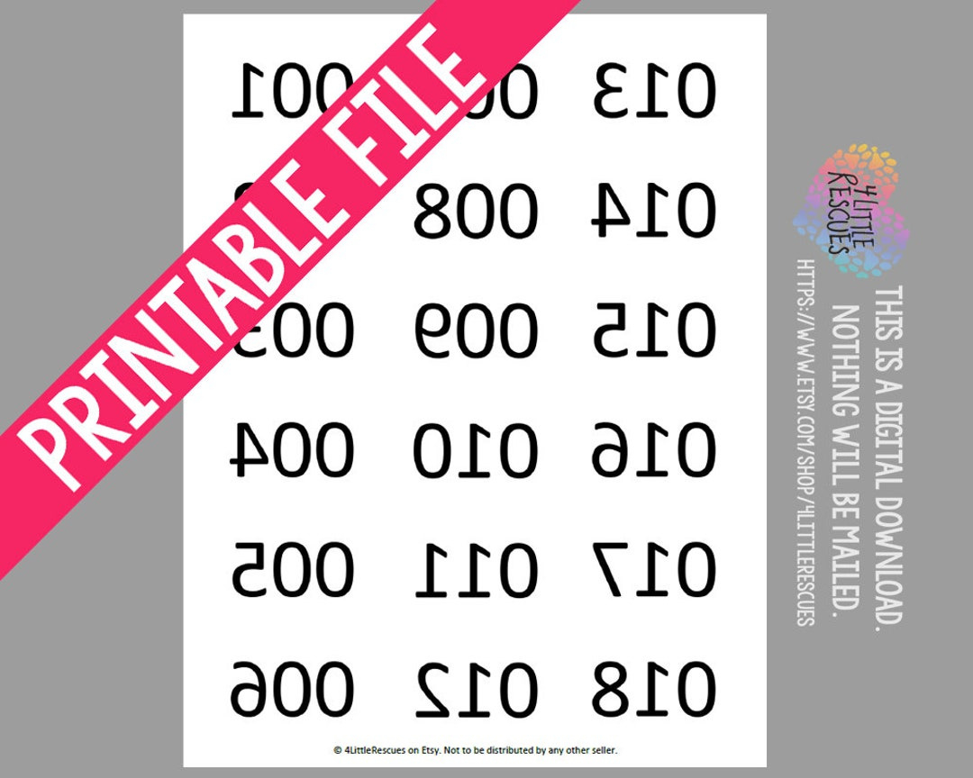 Printable: Mirror Image (Reverse) Backwards Numbers 1-180 / Numbered Item  Inventory Tag / Tags For Live Sales To 180 - Etsy with Free Printable Mirrored Numbers