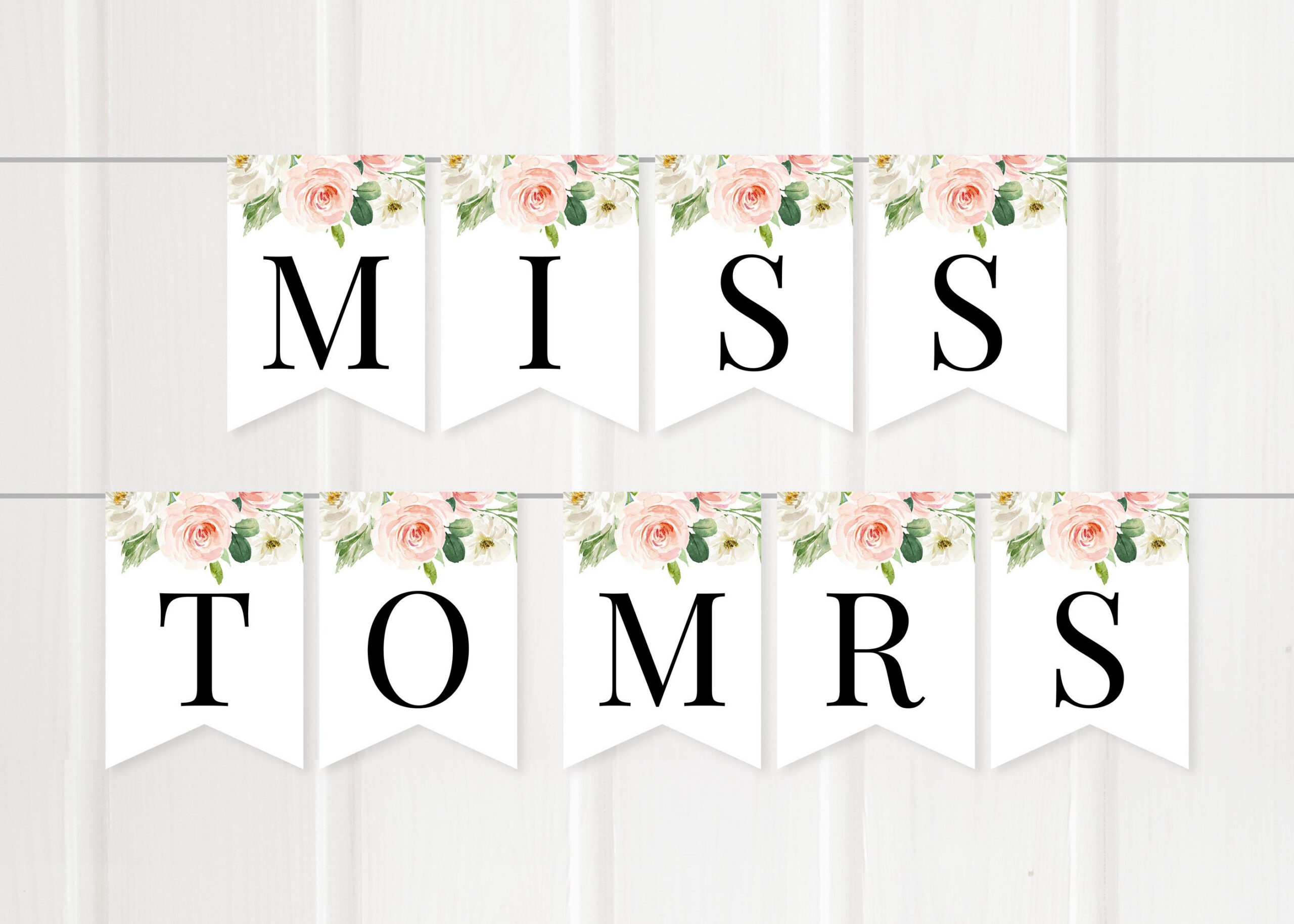 Printable Miss To Mrs Banner | Floral Bridal Shower Decor intended for Free Printable Miss To Mrs Banner