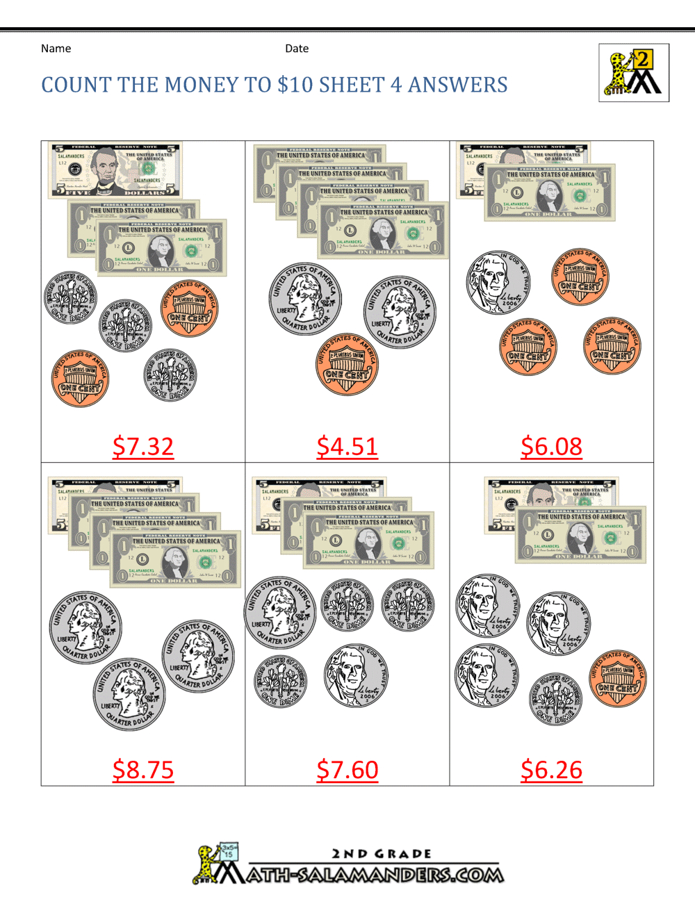 Printable Money Worksheets To $10 pertaining to Free Printable Money Worksheets