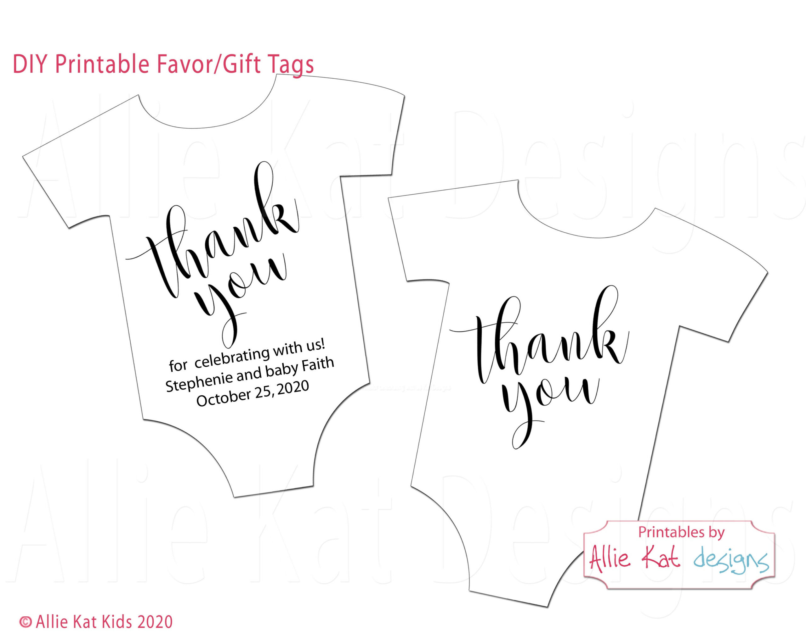 Printable Onesie Favor Tag Template, Baby Shower Favor Tag, Thank within Free Printable Baby Shower Favor Tags Template