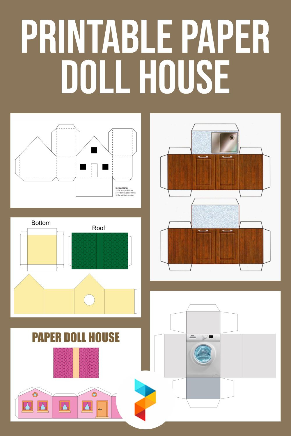 Printable Paper Doll House with Free Printable Dollhouse Furniture Patterns