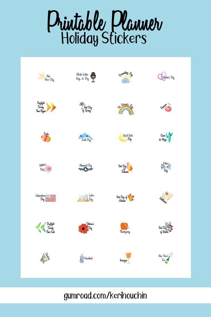 Printable Planner Holiday Stickers for Free Printable Holiday Stickers