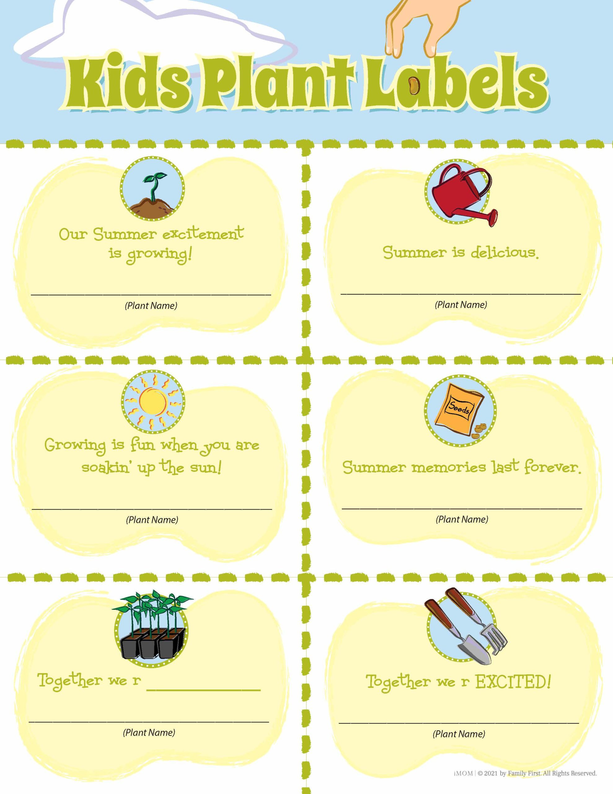 Printable Plant Labels For Kids - Imom - Worksheets Library throughout Free Printable Plant Labels