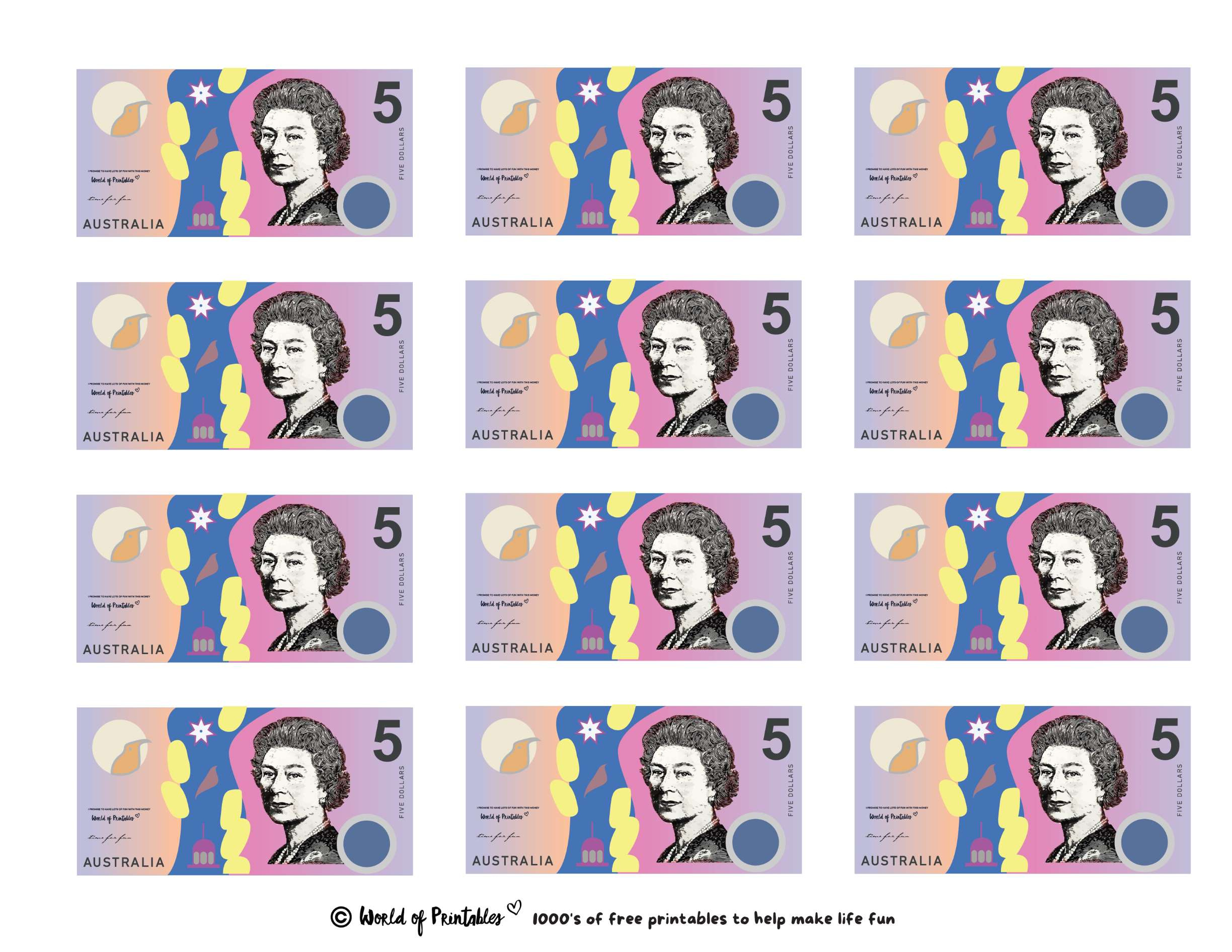 Printable Play Money - Play &amp;amp;Amp; Learn! - World Of Printables in Free Printable Australian Notes