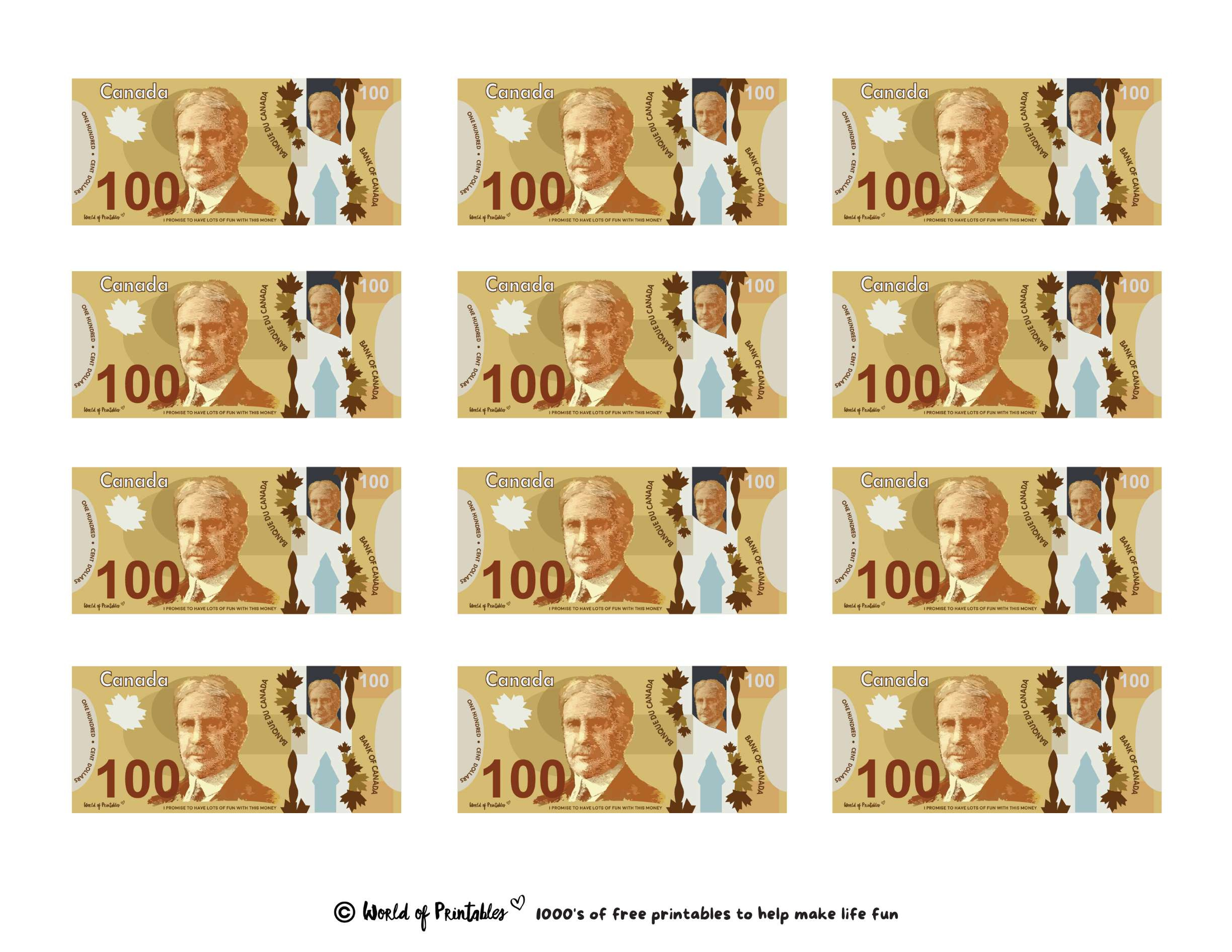 Printable Play Money - Play & Learn! - World Of Printables throughout Free Printable Canadian Play Money For Kids