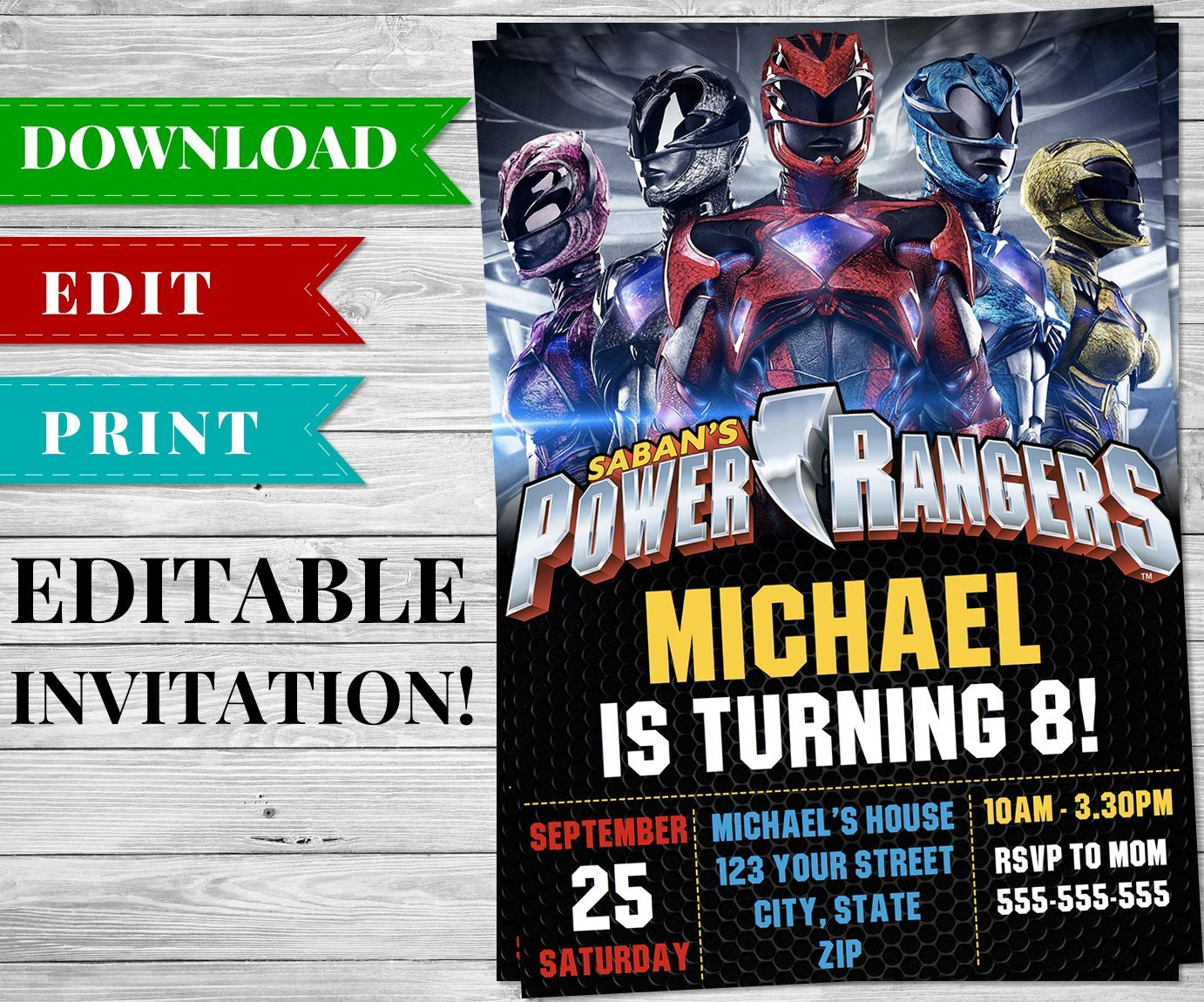 Printable Power Rangers Invitation Pdf - Printable Birthday Party with Free Printable Power Ranger Birthday Invitations
