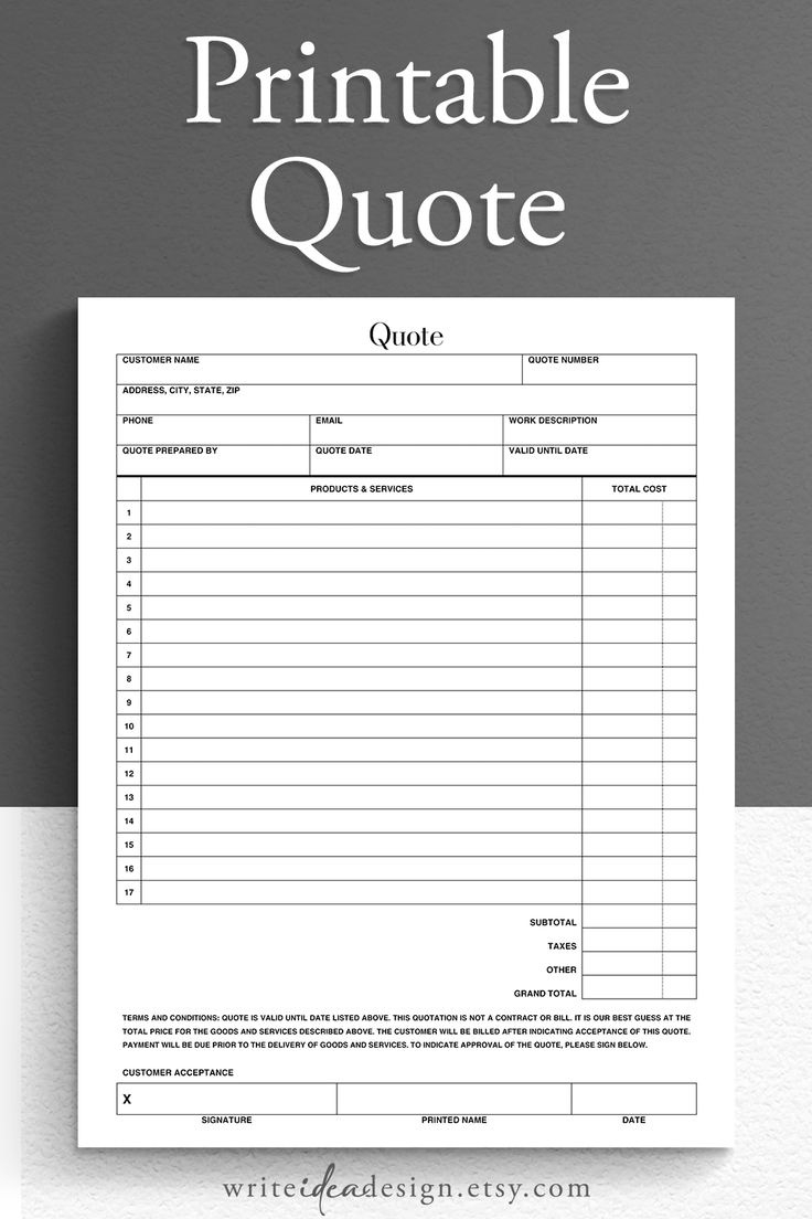 Printable Quote Template - Professional Quotes Made Easy within Free Printable Quotes Templates