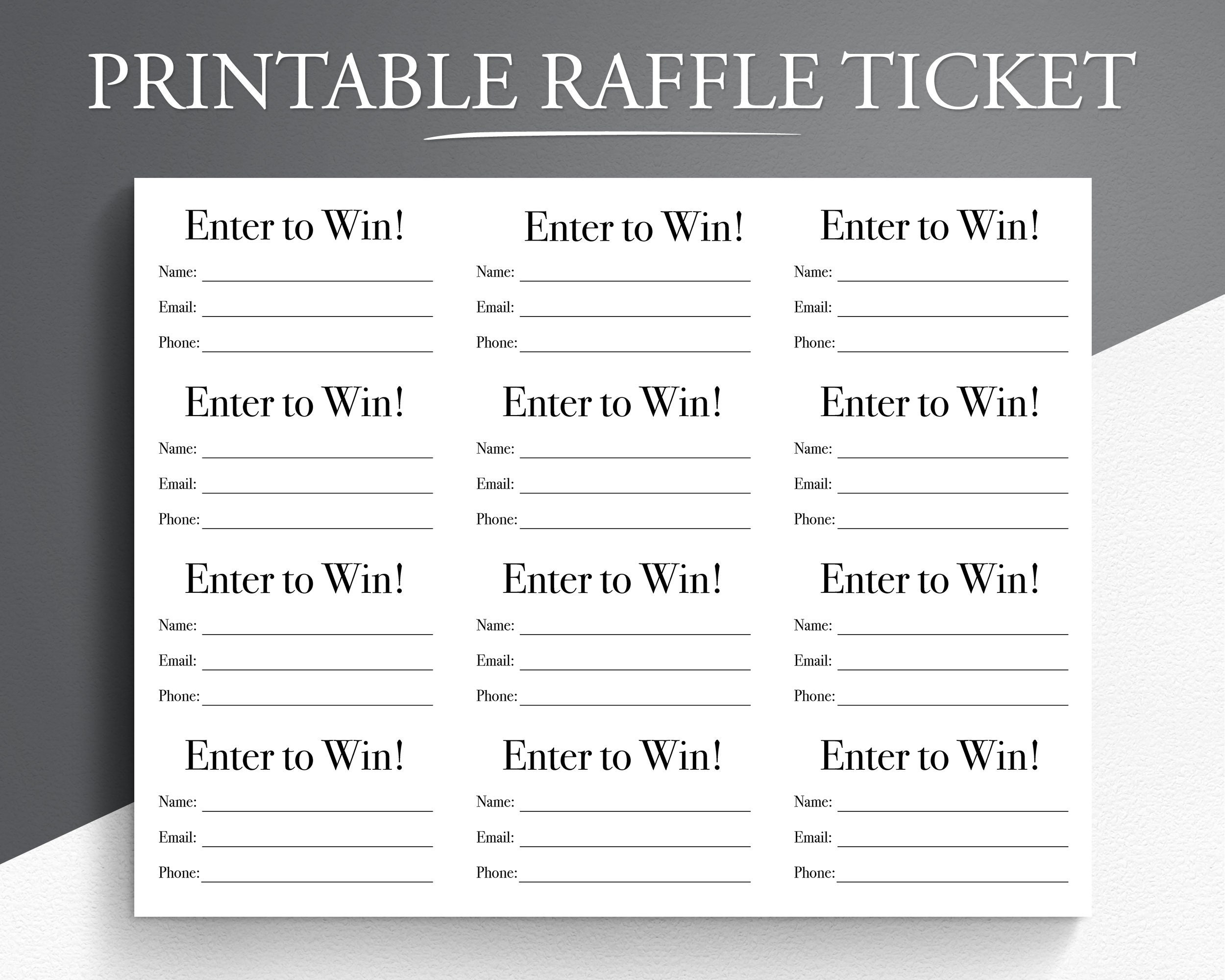 Printable Raffle Ticket. Enter To Win Printable Ticket in Free Printable Raffle Tickets
