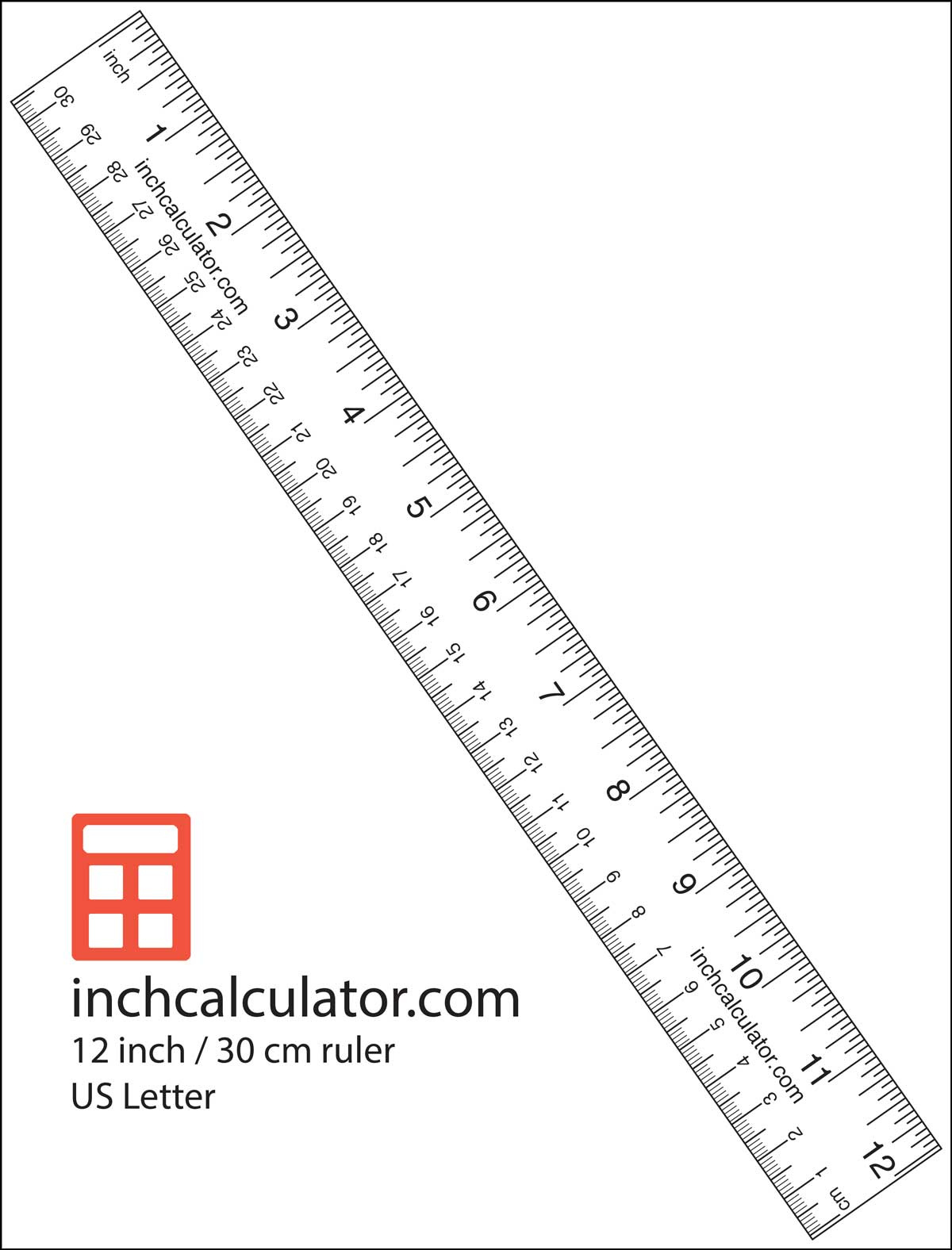 Printable Rulers - Free 12" Rulers - Inch Calculator for Free Printable Ruler