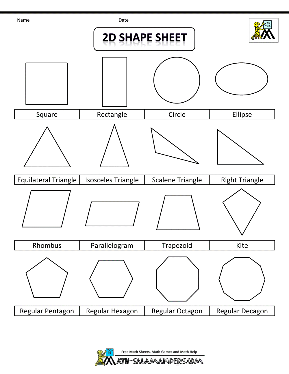 Printable Shapes 2D And 3D regarding Free Printable Geometric Shapes