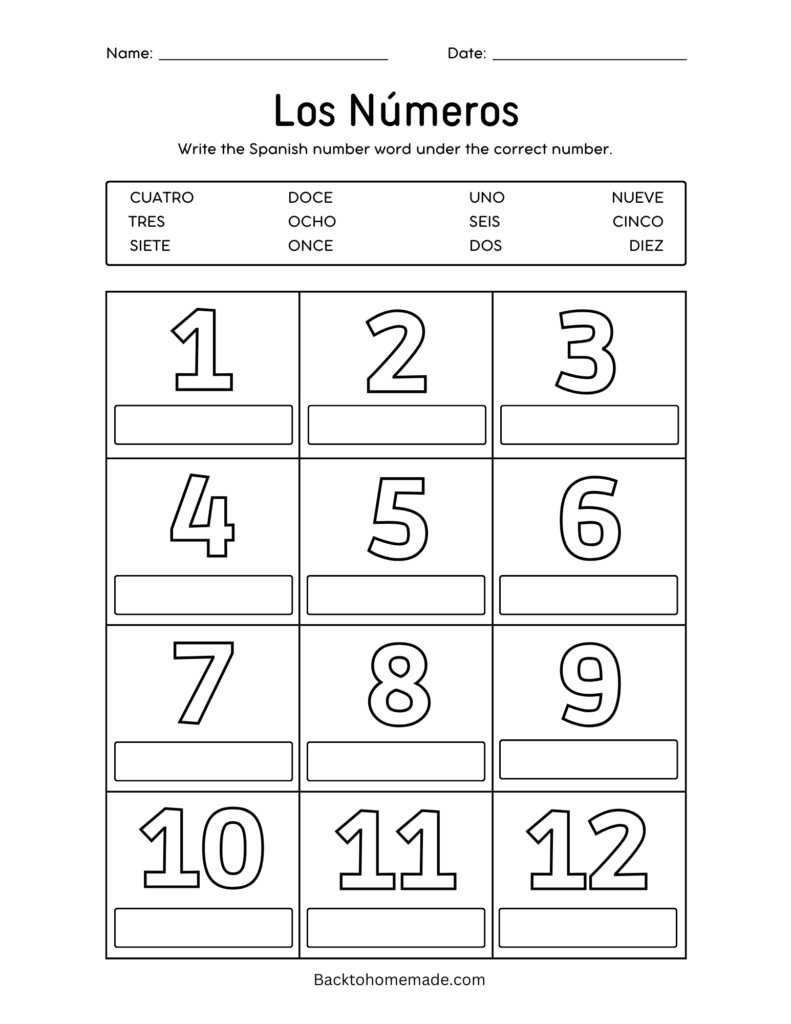 Printable Spanish Number Worksheets - Back To Homemade inside Free Printable Spanish Numbers