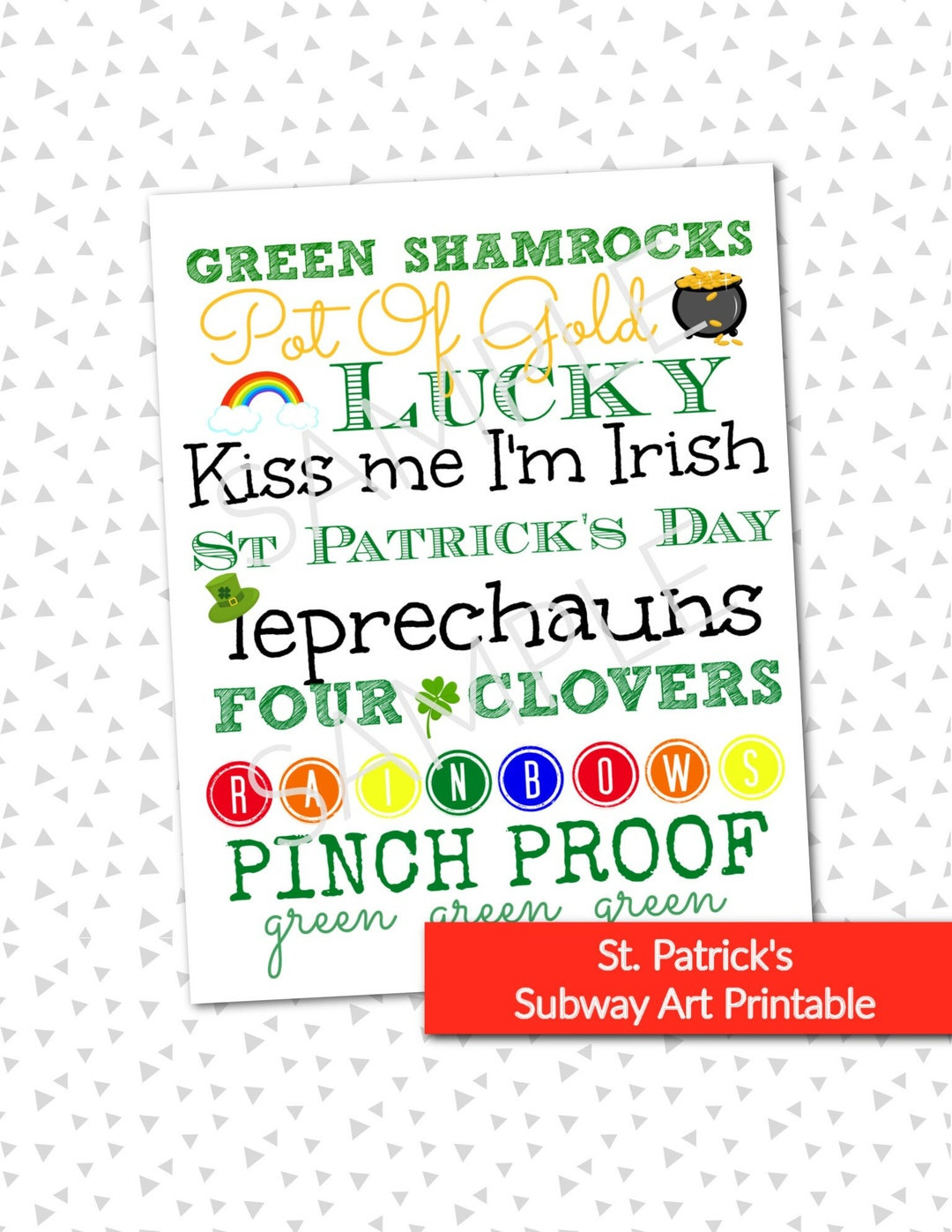 Printable St Patricks Day Printable Subway Art - Wall Art Print 8 for Free St Patrick'S Day Subway Art Printables