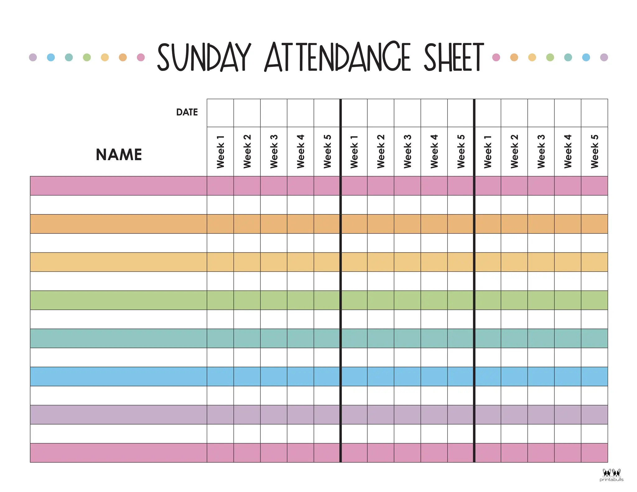 Printable-Sunday-School-Attendance-Sheet-2.Pdf in Sunday School Attendance Chart Free Printable