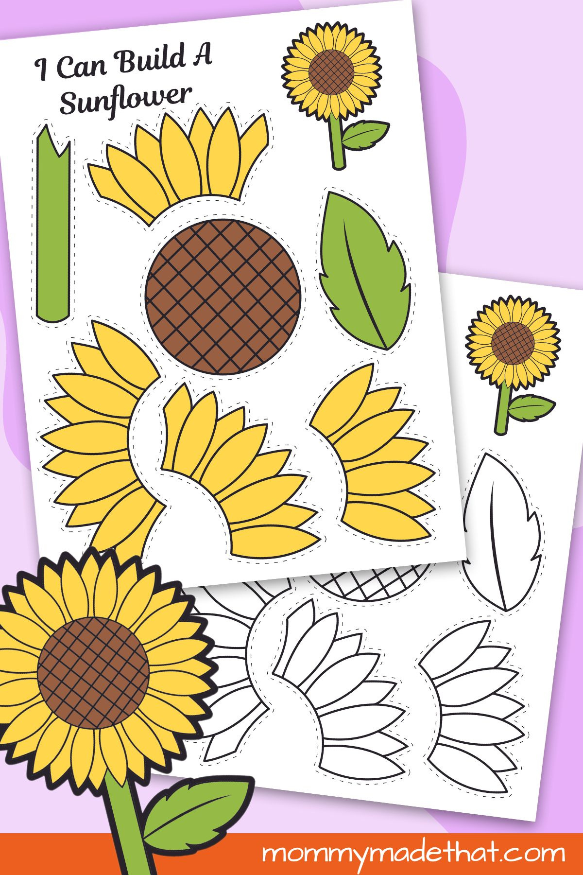 Printable Sunflower Craft Template with Free Printable Sunflower Template