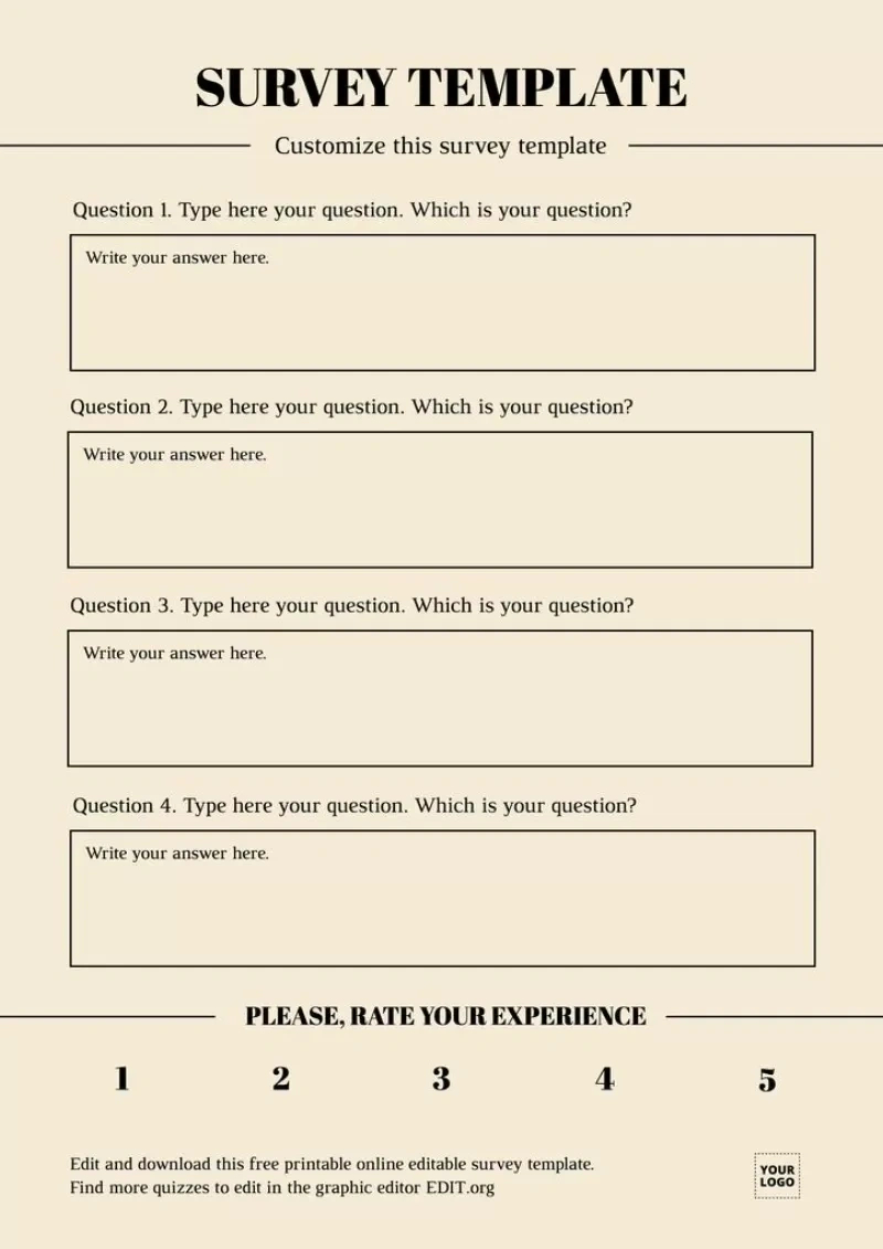 Printable Survey Editable Templates in Make A Printable Survey Free