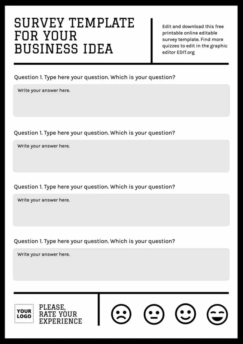 Printable Survey Editable Templates regarding Free Printable Survey Generator