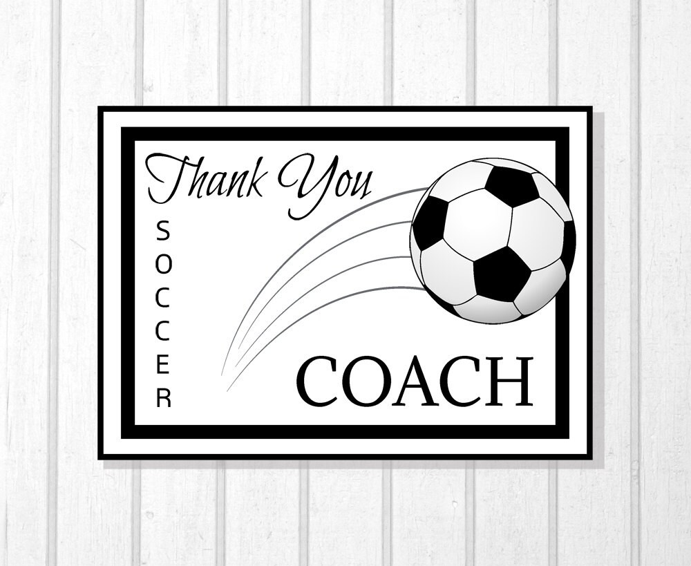 Printable Team Thank You Card For Soccer Coach, Instant Download, Greeting  Card within Free Printable Soccer Thank You Cards