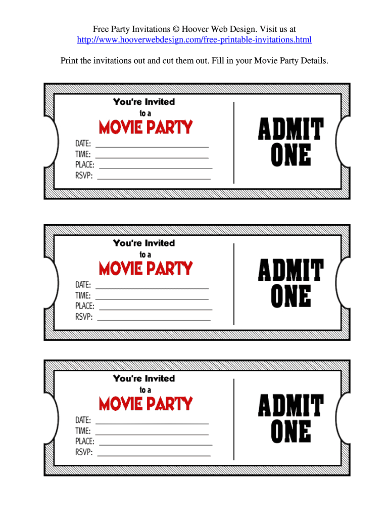 Printable Tickets - Fill Online, Printable, Fillable, Blank intended for Free Printable Ticket Invitations