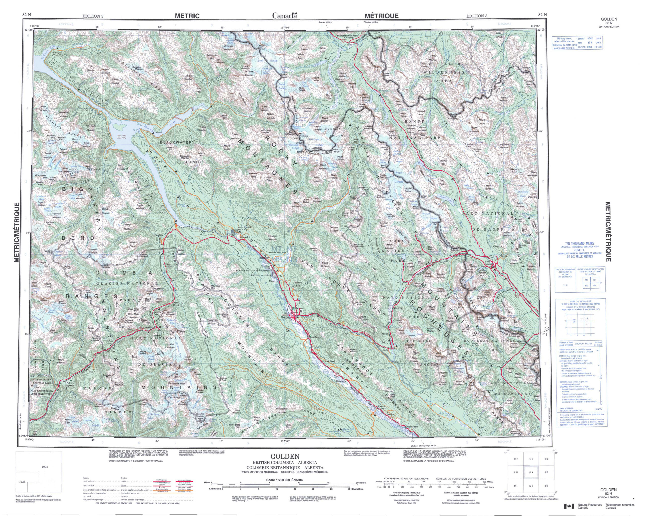 Printable Topographic Map Of Golden 082N, Ab throughout Free Printable Topo Maps