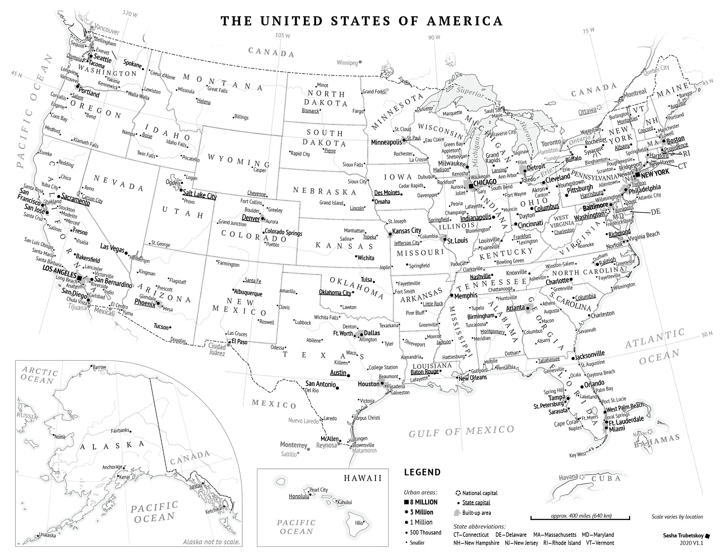 Printable United States Map | Sasha Trubetskoy in Free Printable Labeled Map Of The United States