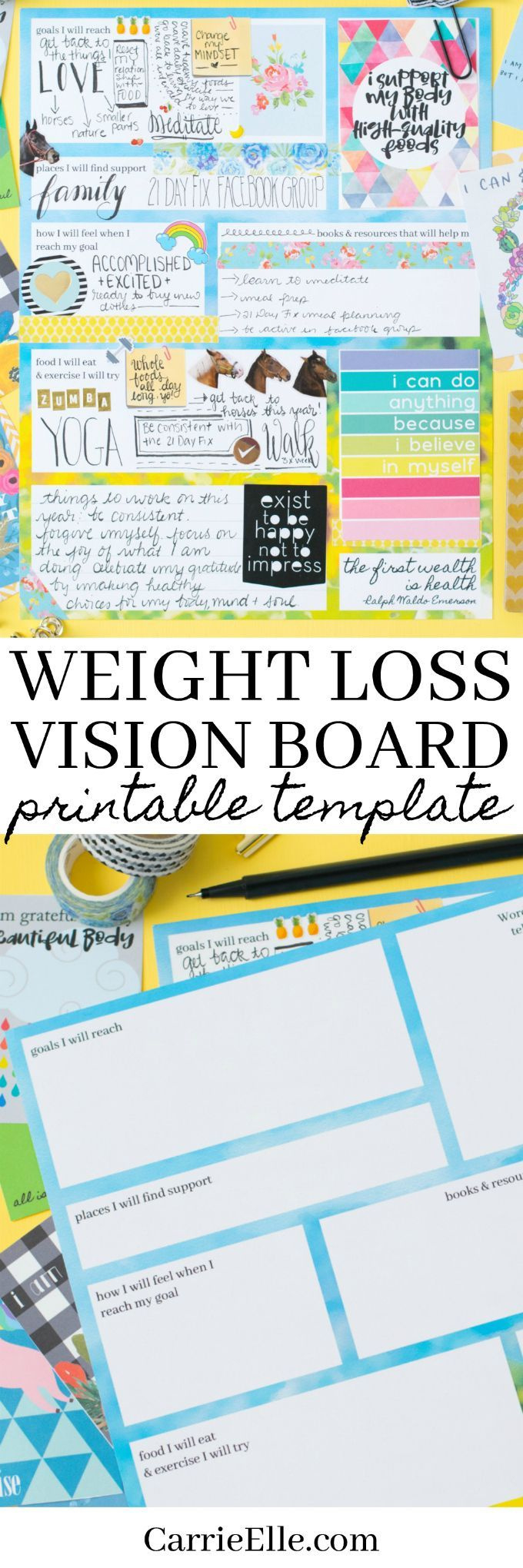 Printable Weight Loss Vision Board Template throughout Free Weight Loss Vision Board Printables