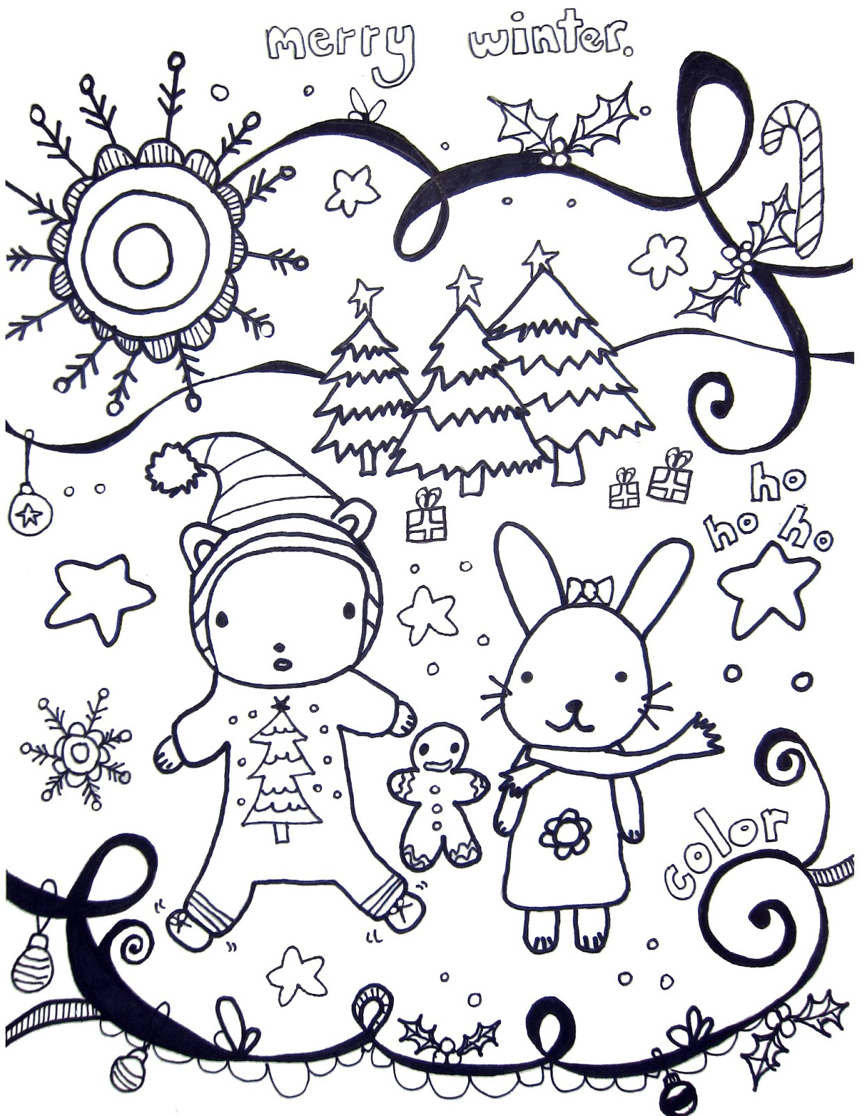 Printable Winter Coloring Pages - Marcia Beckett inside Free Printable Winter Coloring Pages