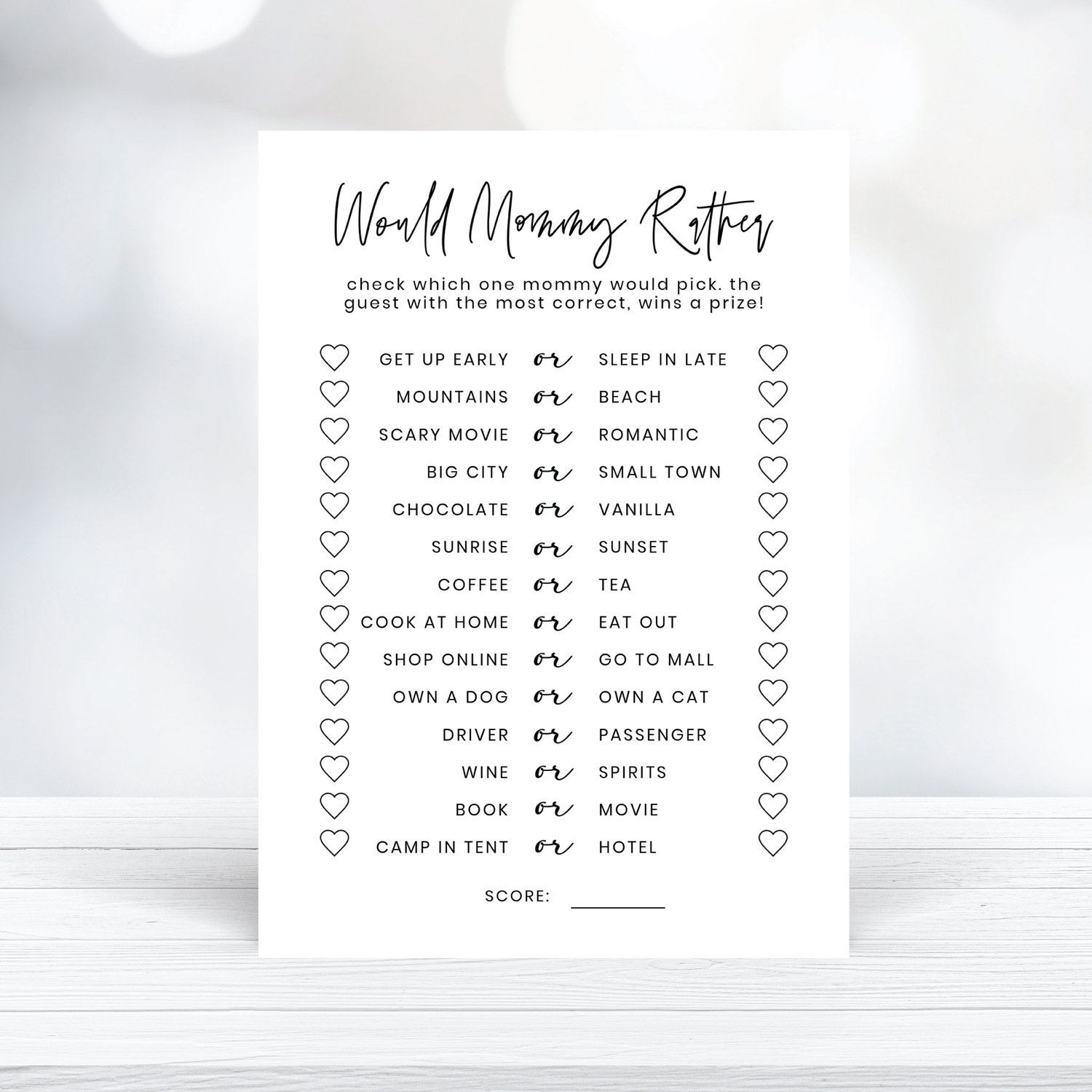 Printable Would Mommy Rather, Who Knows Mommy Best Baby throughout Who Knows Mommy Best Free Printable