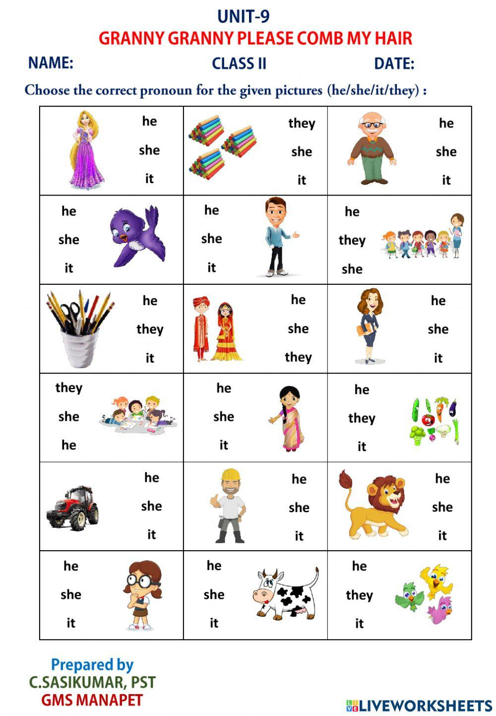 Pronoun Interactive Worksheet For Grade 2 | Live Worksheets with Free Printable Pronoun Worksheets For 2Nd Grade