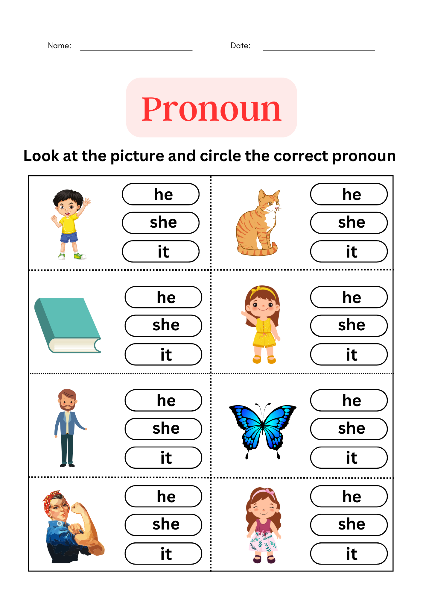 Pronoun Worksheets For Grade 1, 2, 3 - Worksheets Library within Free Printable Pronoun Worksheets For 2Nd Grade