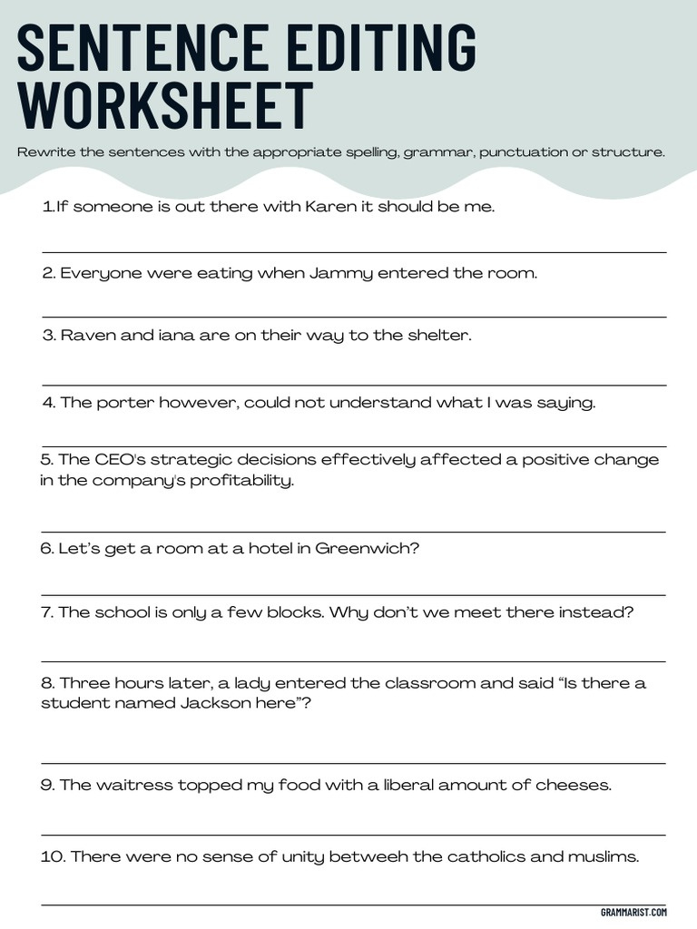 Proofreading Editing Worksheets Pdf 2.0 | Download Free Pdf with regard to Free Printable Sentence Correction Worksheets