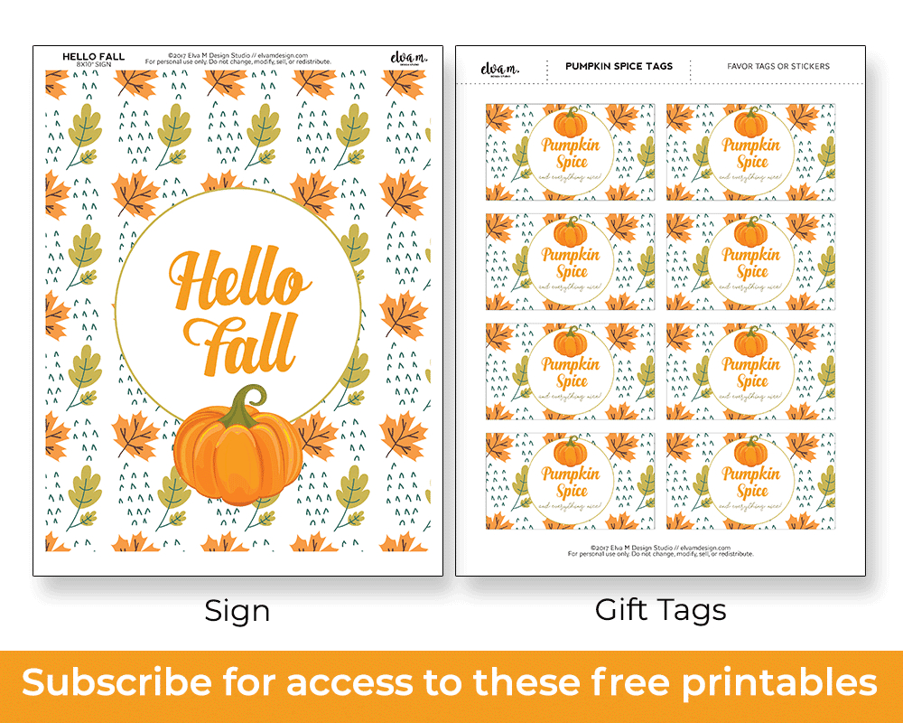 Pumpkin Spice And Everything Nice Free Fall Printables - Elva M in Free Printable Pumpkin Gift Tags