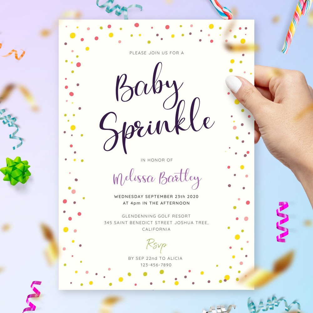 Purple Baby Sprinkle Invitation Template Online Maker regarding Free Printable Baby Sprinkle Invitations