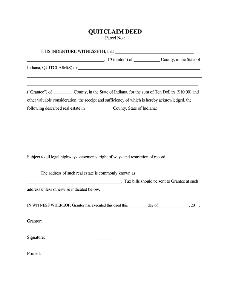 Quit Claim Deed Form Indiana: Fill Out &amp;amp; Sign Online | Dochub inside Free Printable Quit Claim Deed Form Indiana