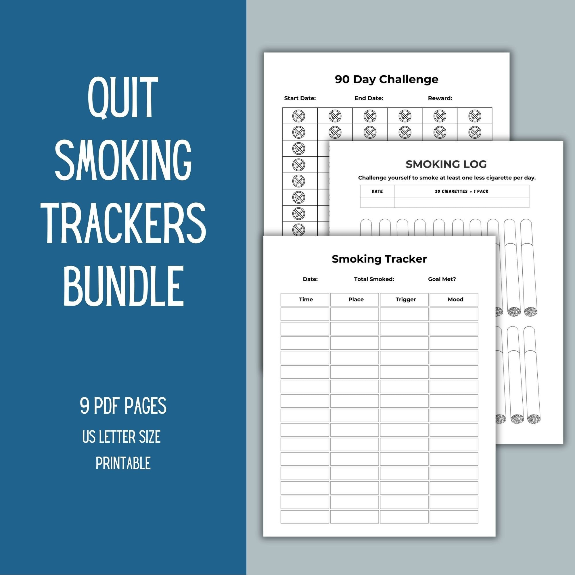 Quit Smoking Trackers Bundle | 30 Day 60 Day 90 Day Trackers And inside Free Printable Nicotine Patch Coupons