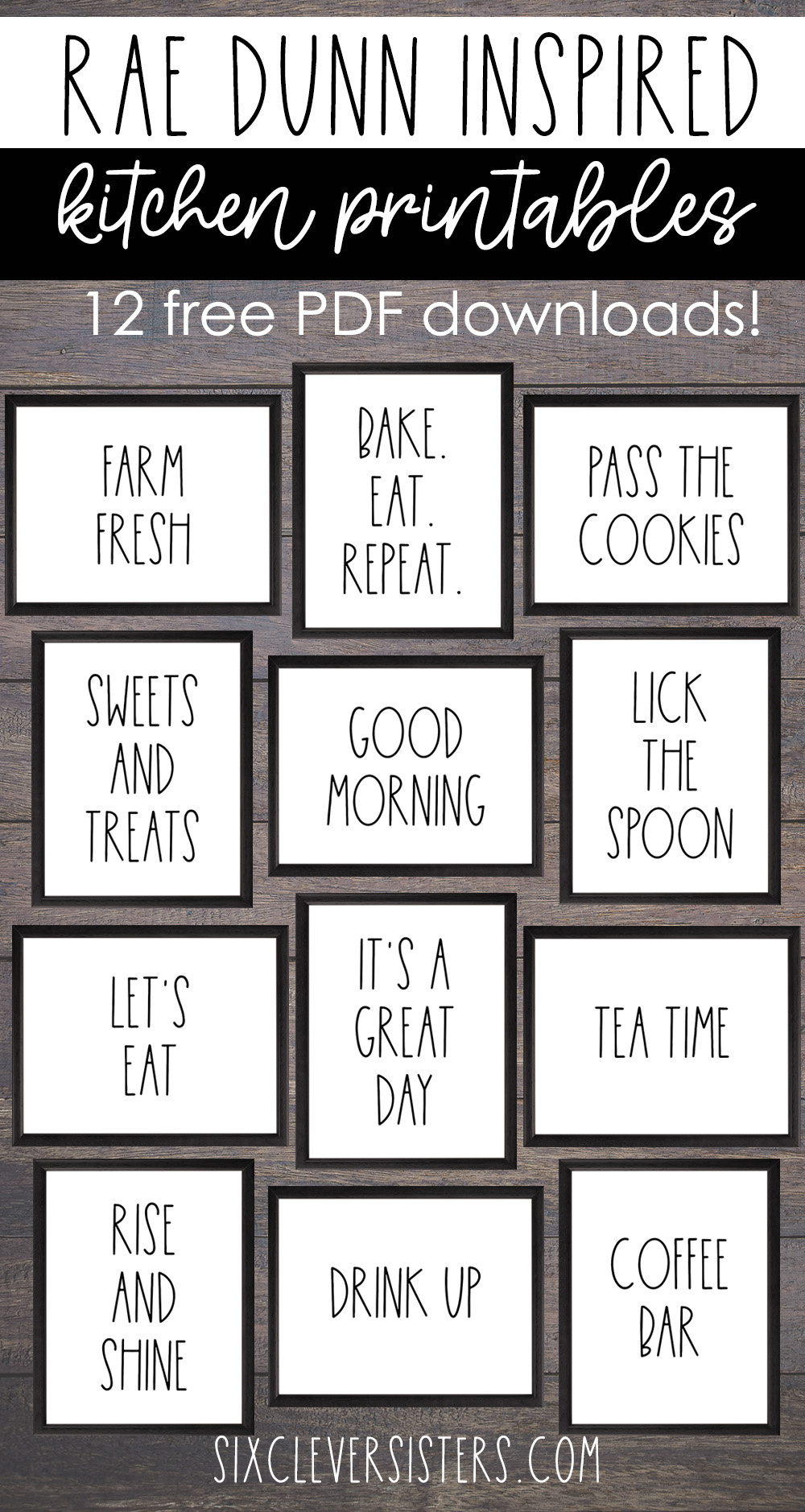 Rae Dunn Inspired Kitchen Signs {12 Free Printables} - Six Clever with regard to Free Funny Kitchen Printables