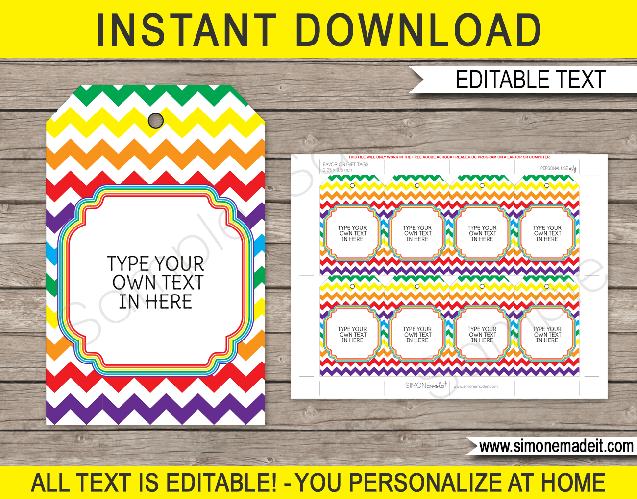 Rainbow Favor Tags Template inside Free Printable Thank You Tags For Birthday Favors