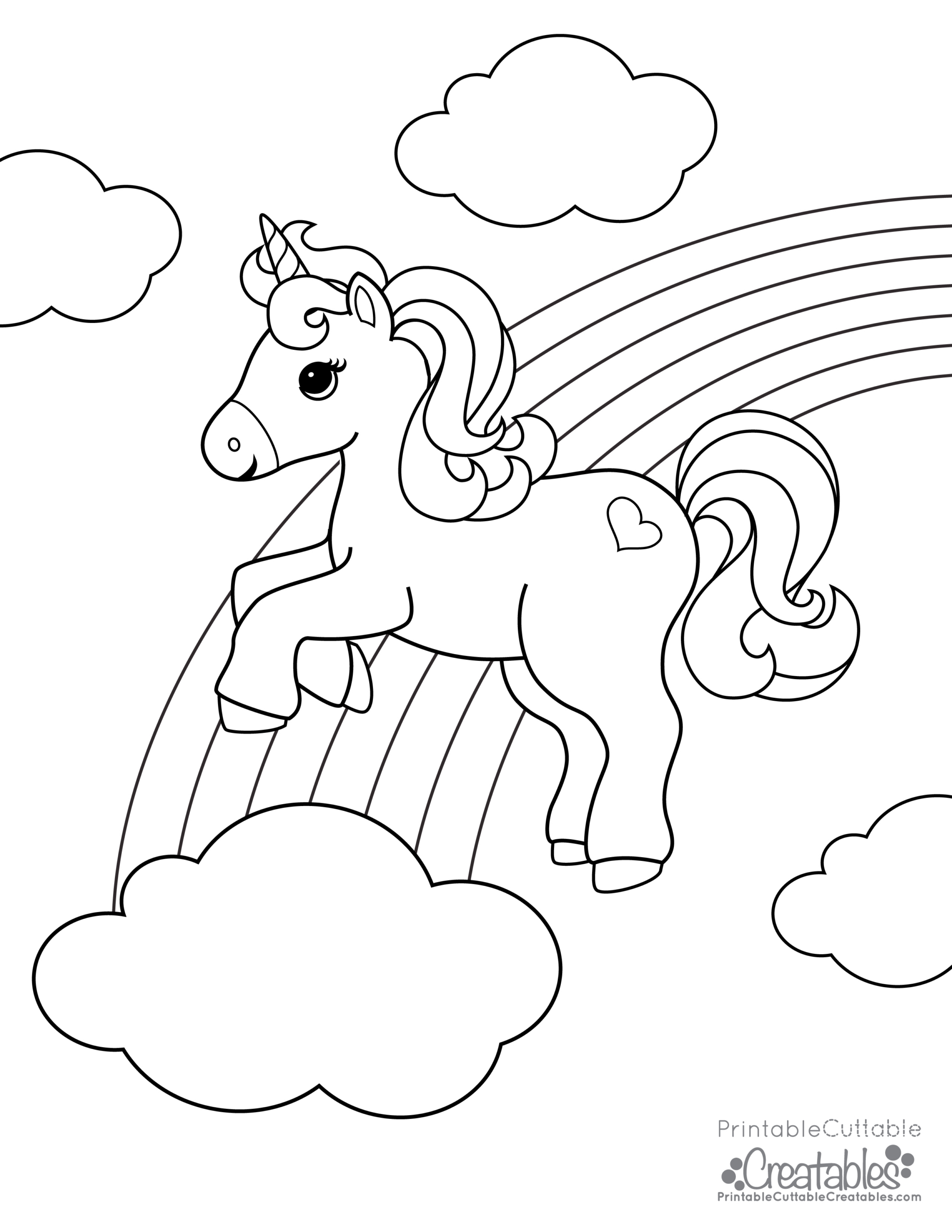 Rainbow Unicorn Free Printable Coloring Page for Unicorn Printable Free
