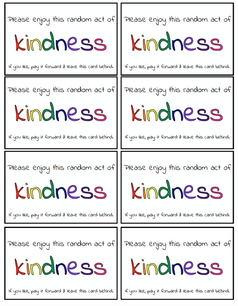 Random Acts Of Kindness: 150+ Ideas & Free Printable Calendars throughout Kindness Cards Printable Free