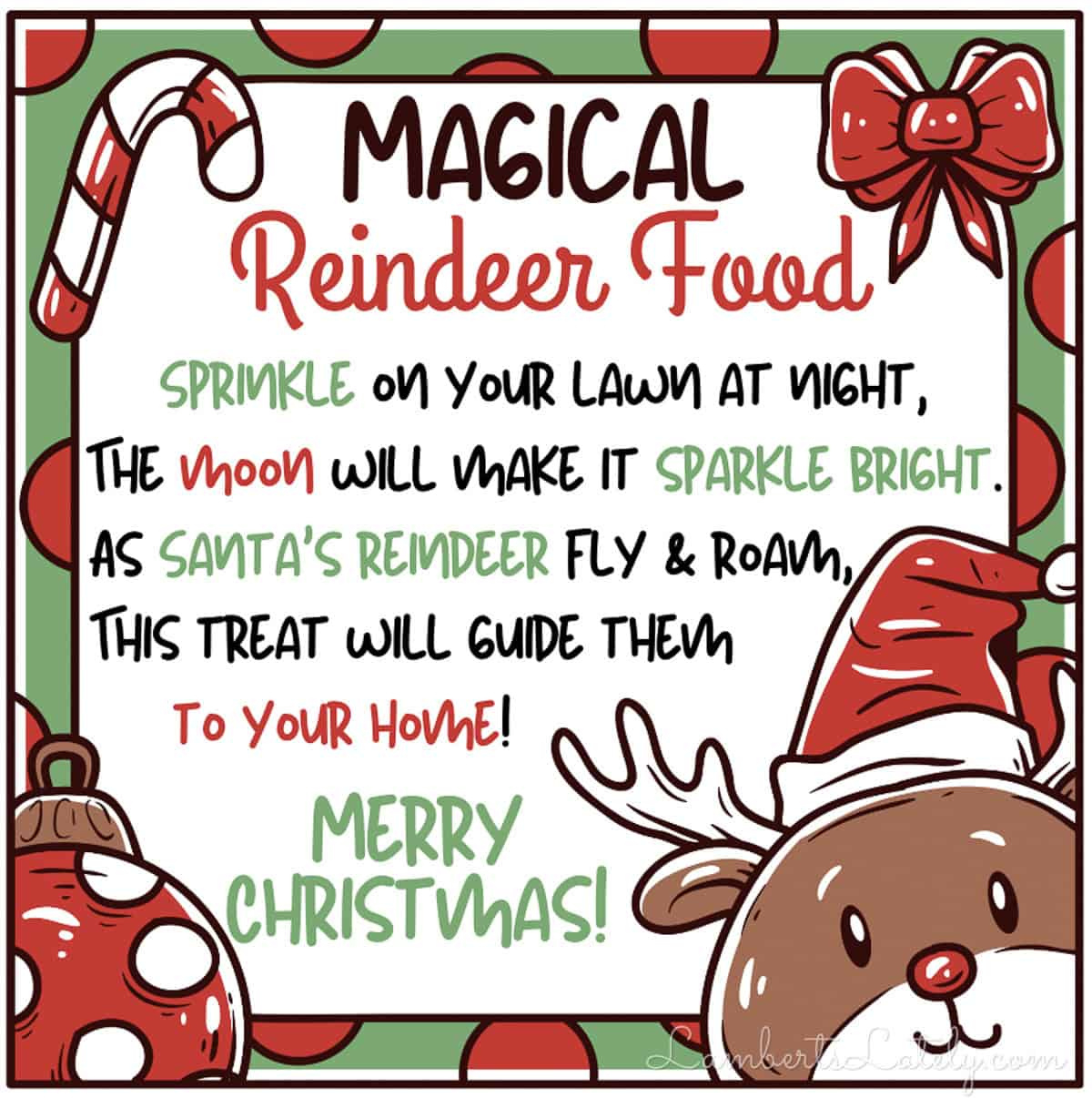 Reindeer Food Recipe &amp;amp; Poem Printable | Lamberts Lately with regard to Free Printable Reindeer Dust Poem