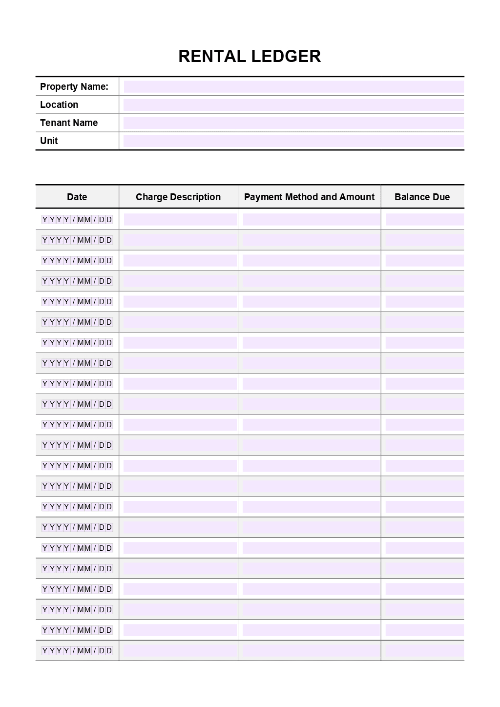 Rent Ledger Template | Onlyoffice with Free Printable Rent Ledger