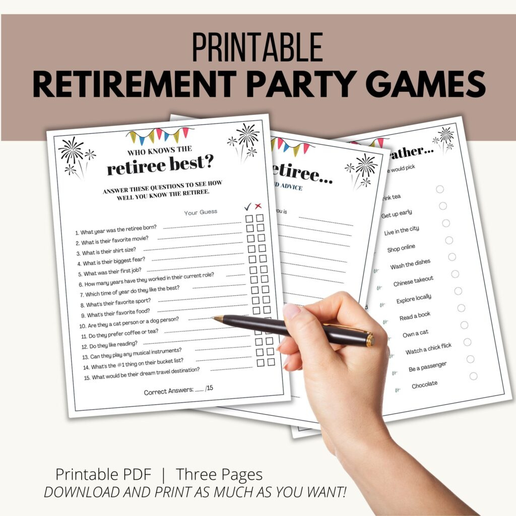 Retirement Party Games - Add A Little Adventure with regard to Retirement Party Games Free Printable