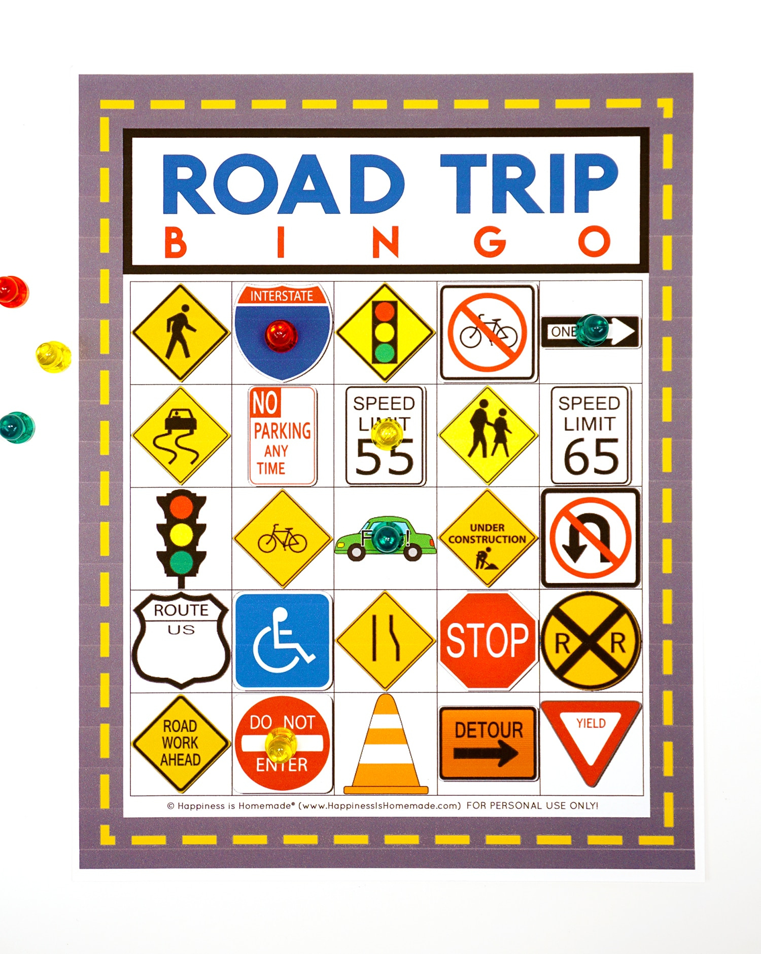 Road Trip Bingo Game - Free Printable - Happiness Is Homemade pertaining to Free Printable Car Ride Games