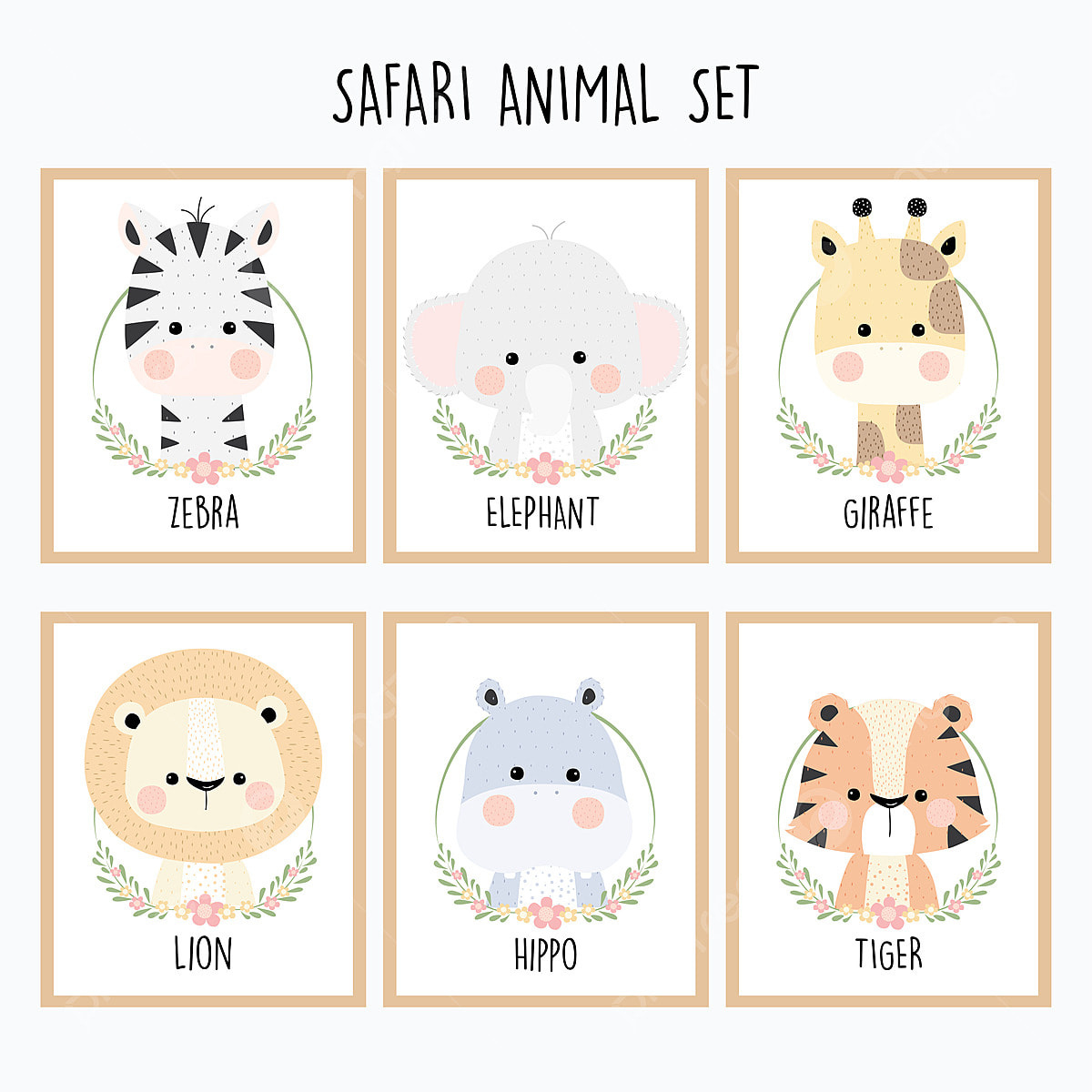 Safari Animal Set, Animal Clipart, Animal, Cute Png And Vector with Free Printable Baby Jungle Animal Clipart