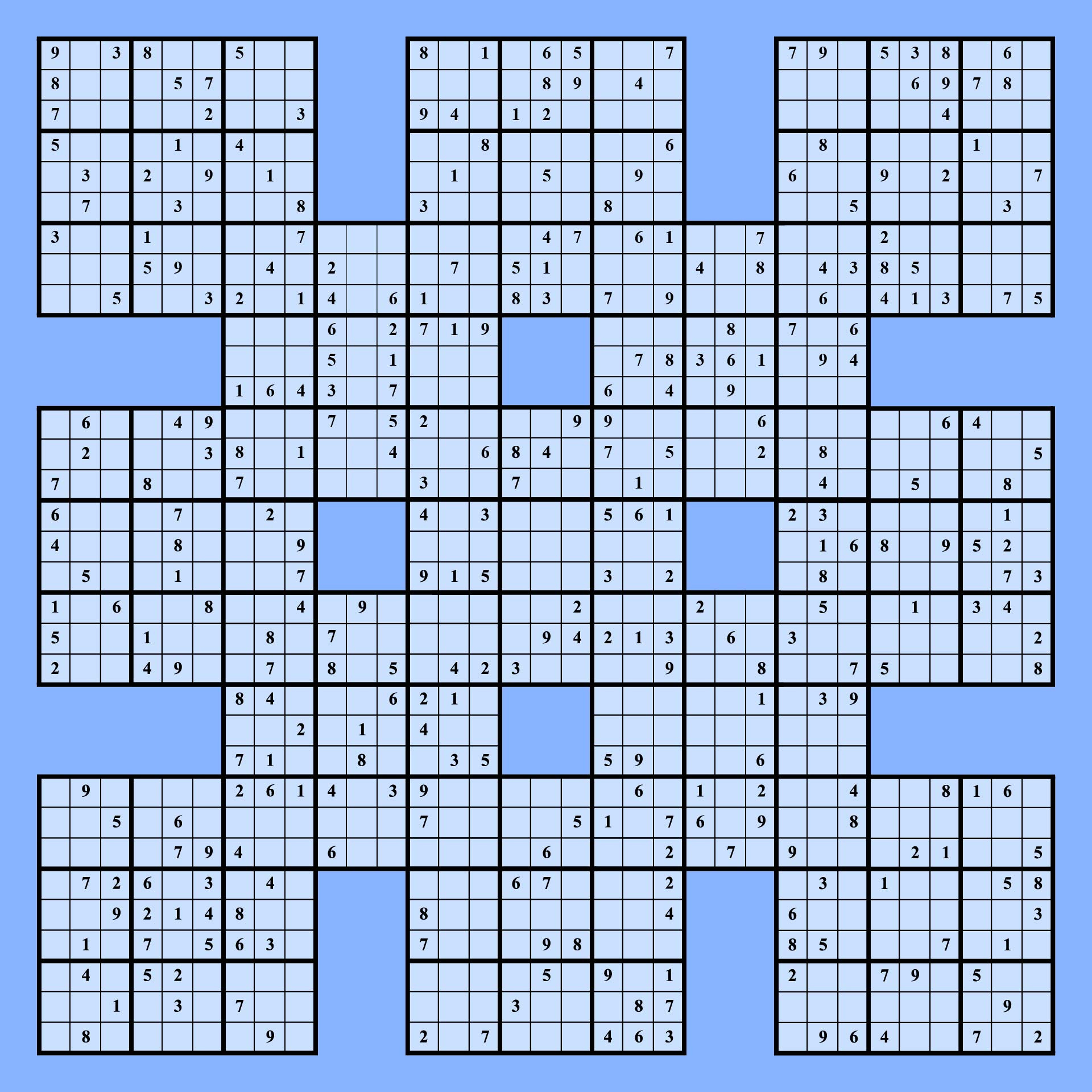 Samurai Sudoku Grid - 10 Free Pdf Printables | Printablee throughout Free Printable Samurai Sudoku